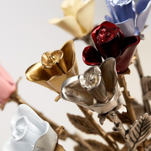 New, Solid Brass White Threaded Rose Keepsake Funeral Cremation Urn For Ashes