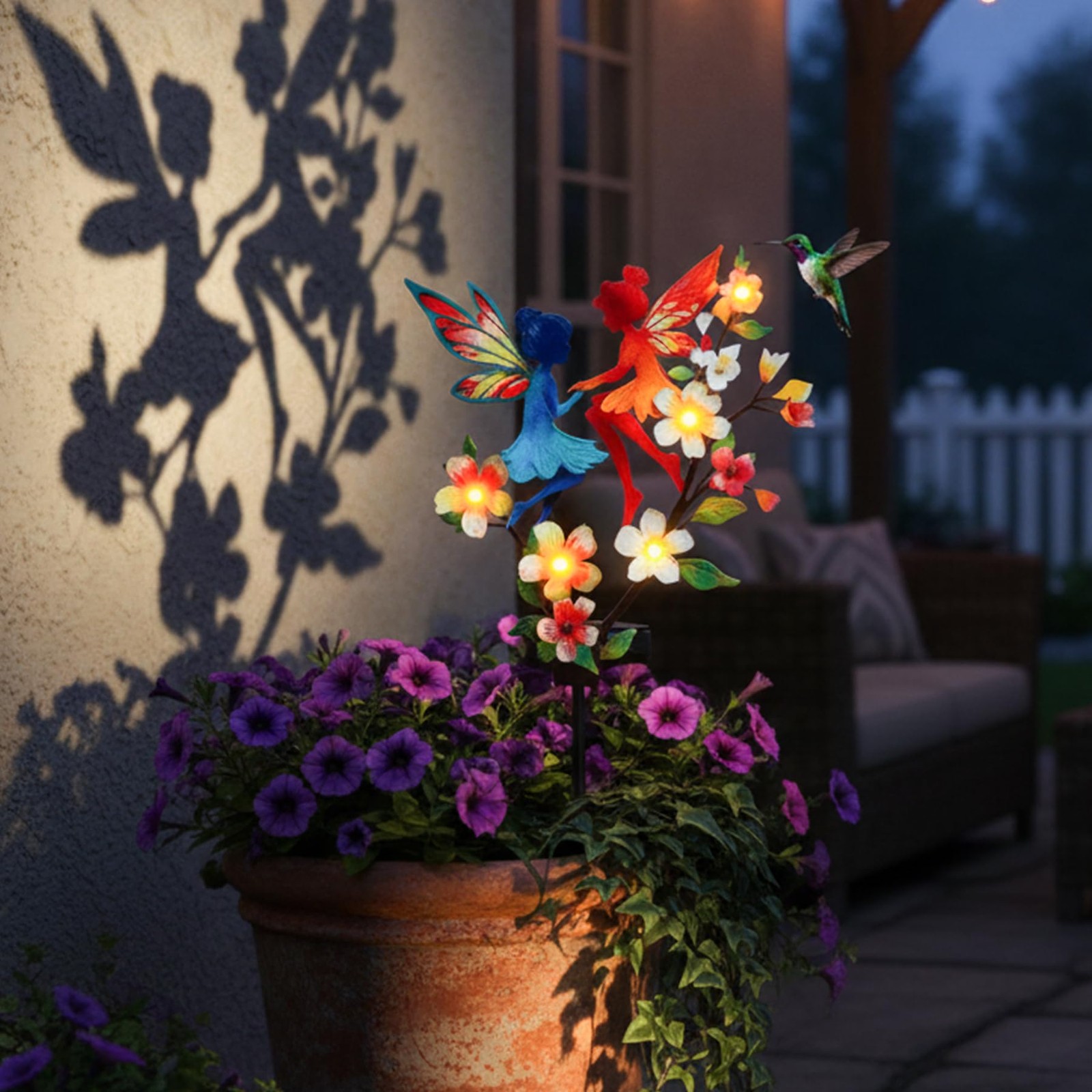 Solar Fairy Garden Stakes – Metal Whimsical Yard Art Decor, Warm LED Lights W…
