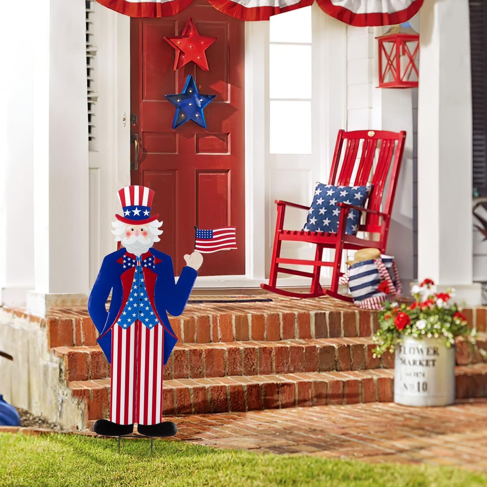 Veterans Day Yard Signs Uncle Sam Garden Stakes, 35″H Metal Patriotic 4th of …