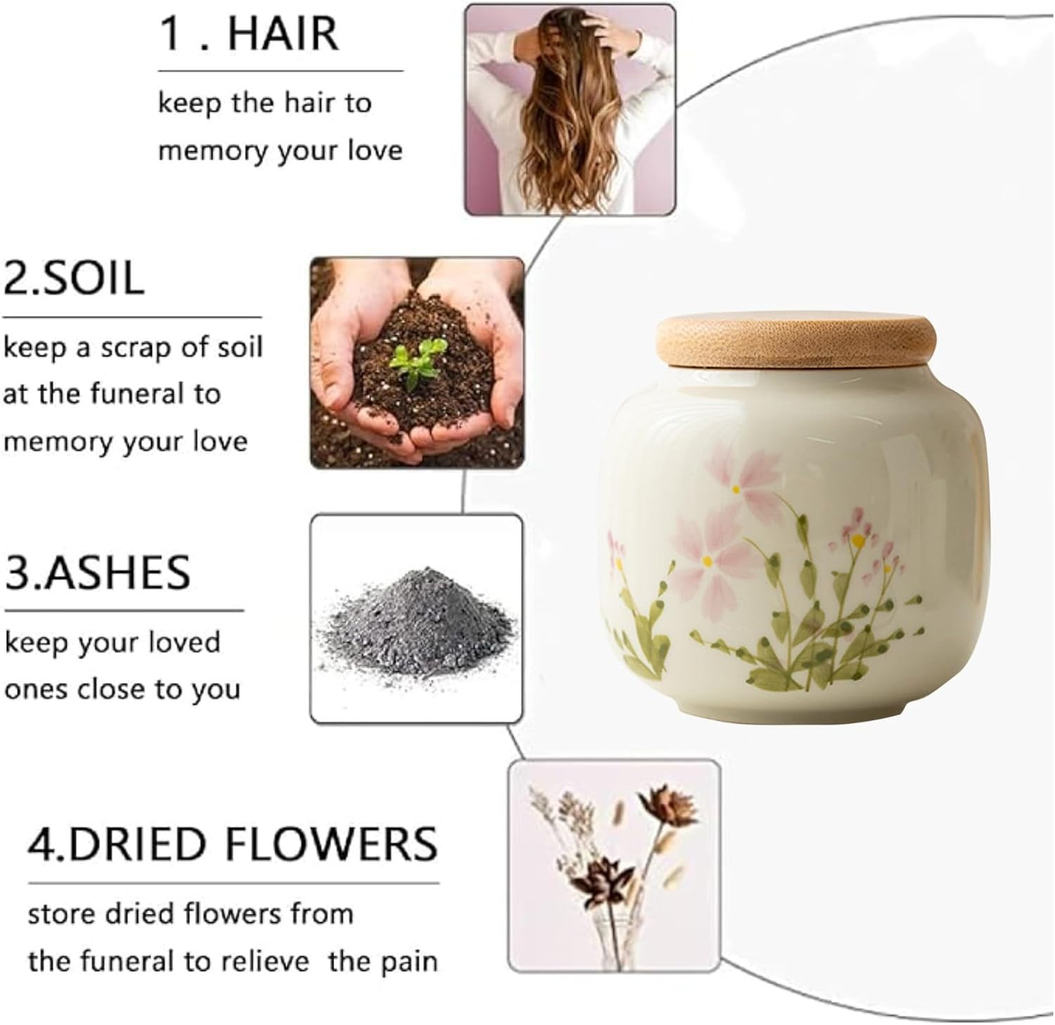 Small Urn Ashes Keepsake Daisy Flower Ceramic 3Inhigh 10Cubic Inches | 10 Lb Dec