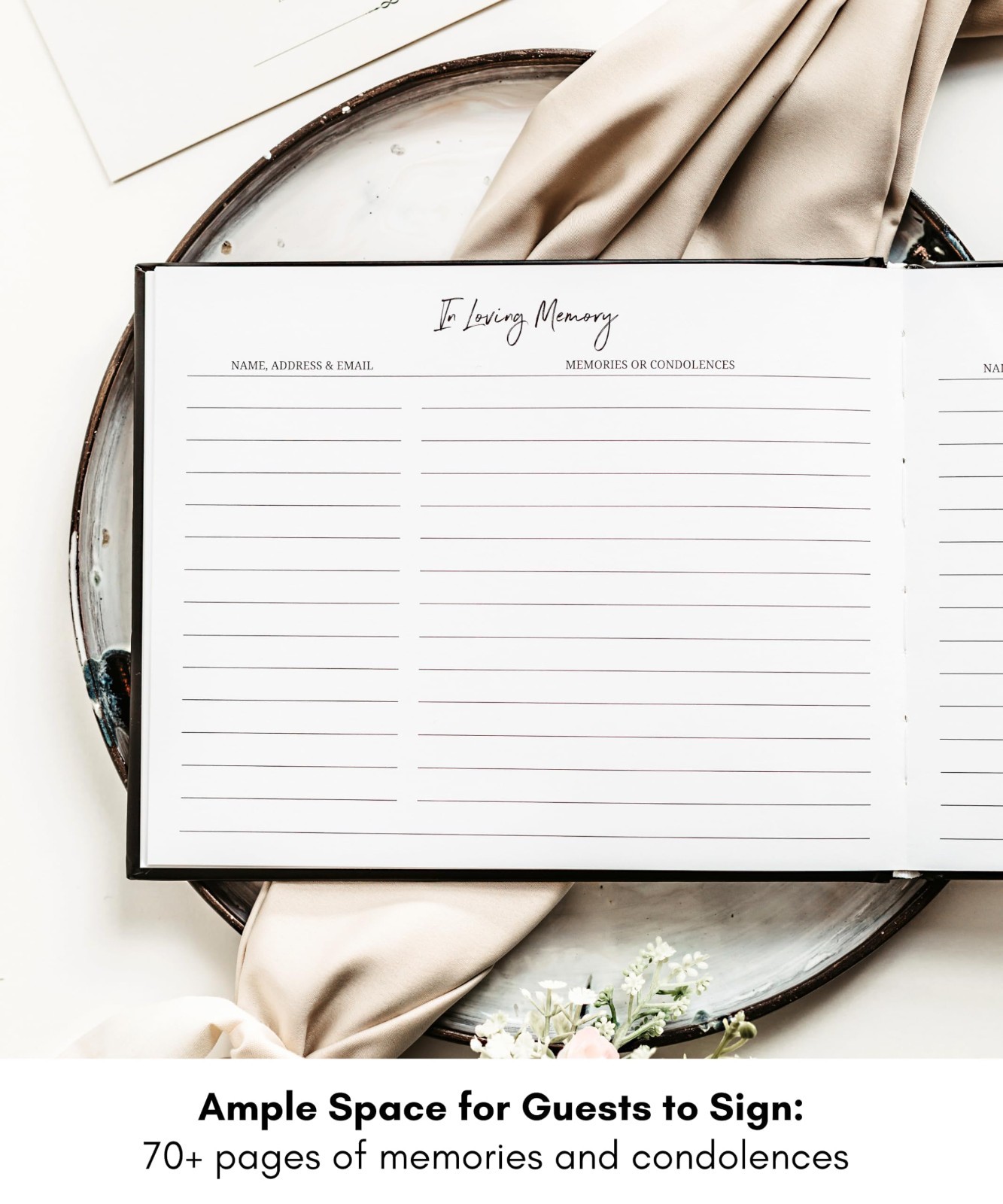 Memorial Guest Book for Funeral & Celebration of Life – Keepsake Sign-In Book
