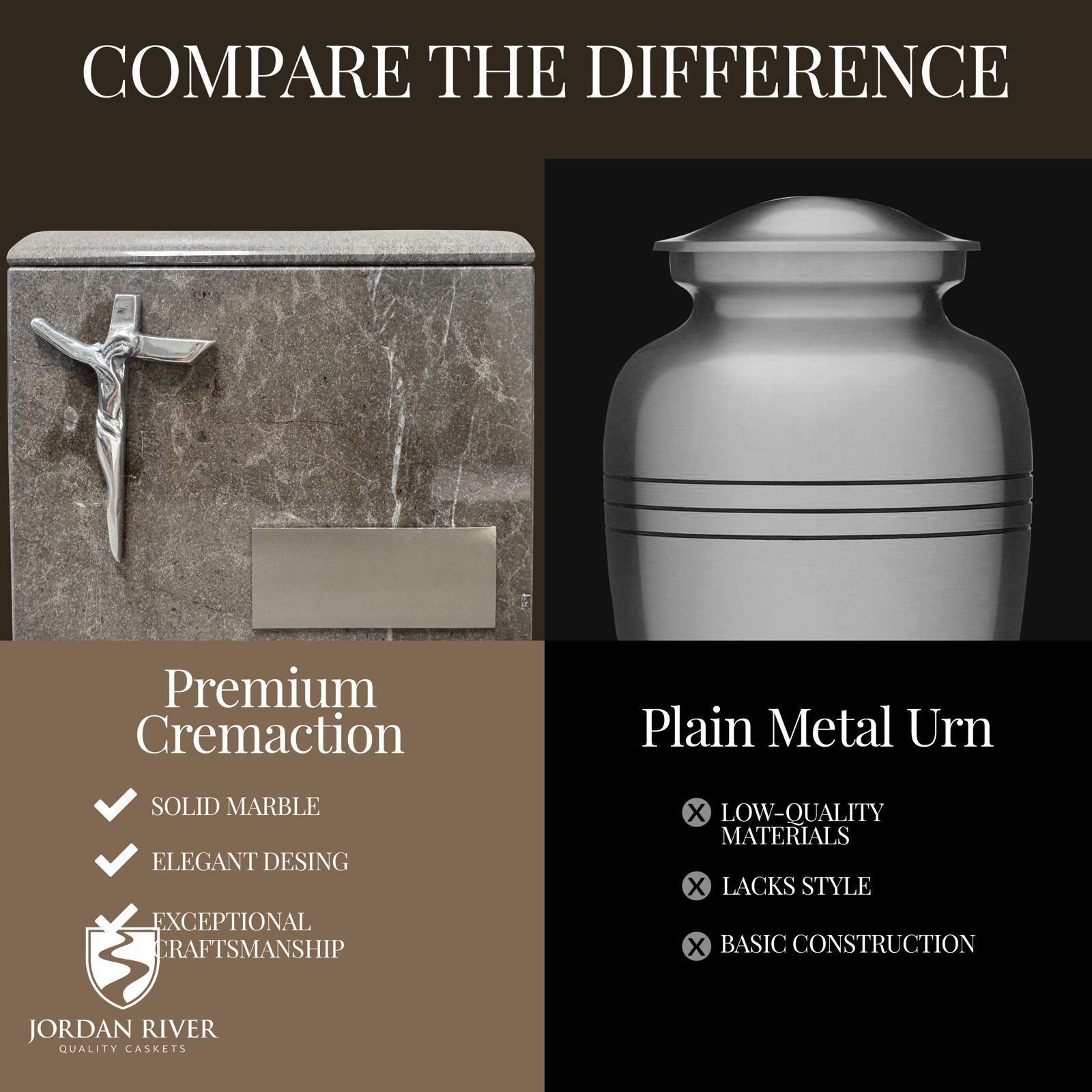 Marble Cremation Urn , With Religious Image And Name Plate .