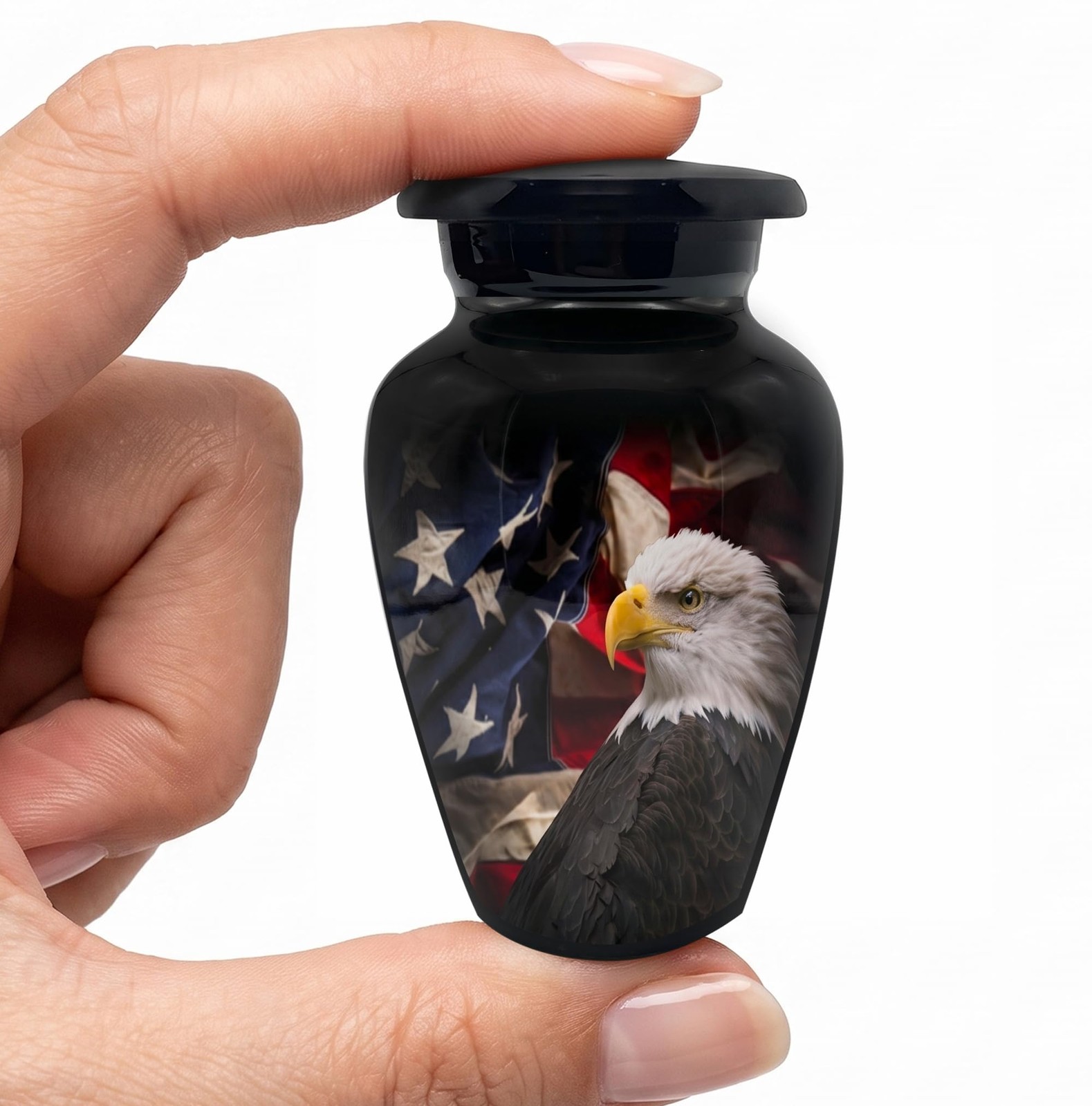 Keepsake Urn Human Ashes Cremation Funeral Patriotic Eagle Adult Medium Velvet B