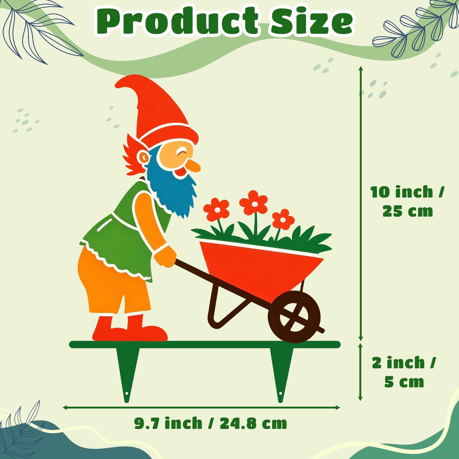 GyovinnJuwanua Funny Metal Gnome Garden Stakes – 4Pcs Colorful Printed Lawn D…