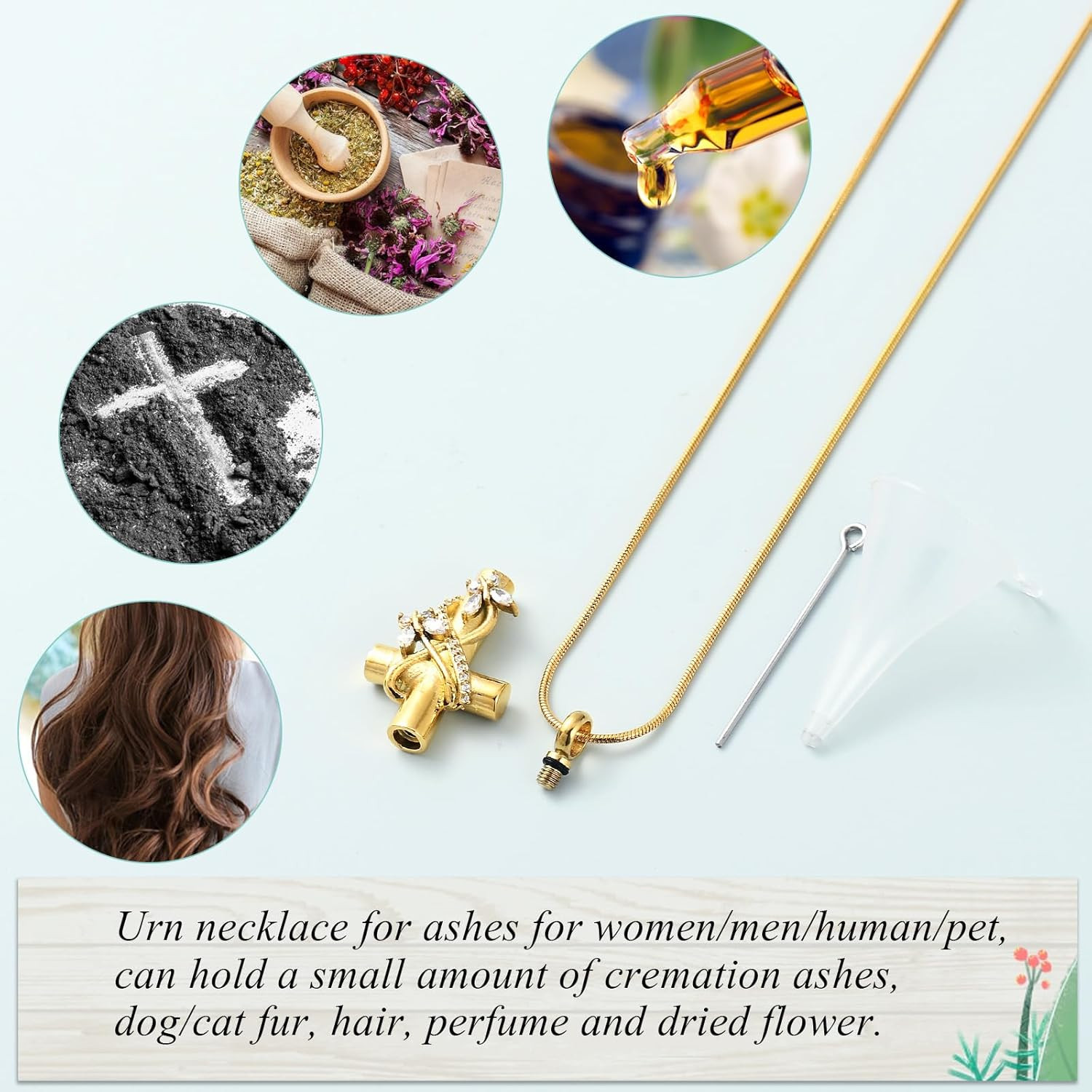 Butterfly Cross Urn Necklace for Ashes Men Women Cremation Jewelry Ashes Pendant