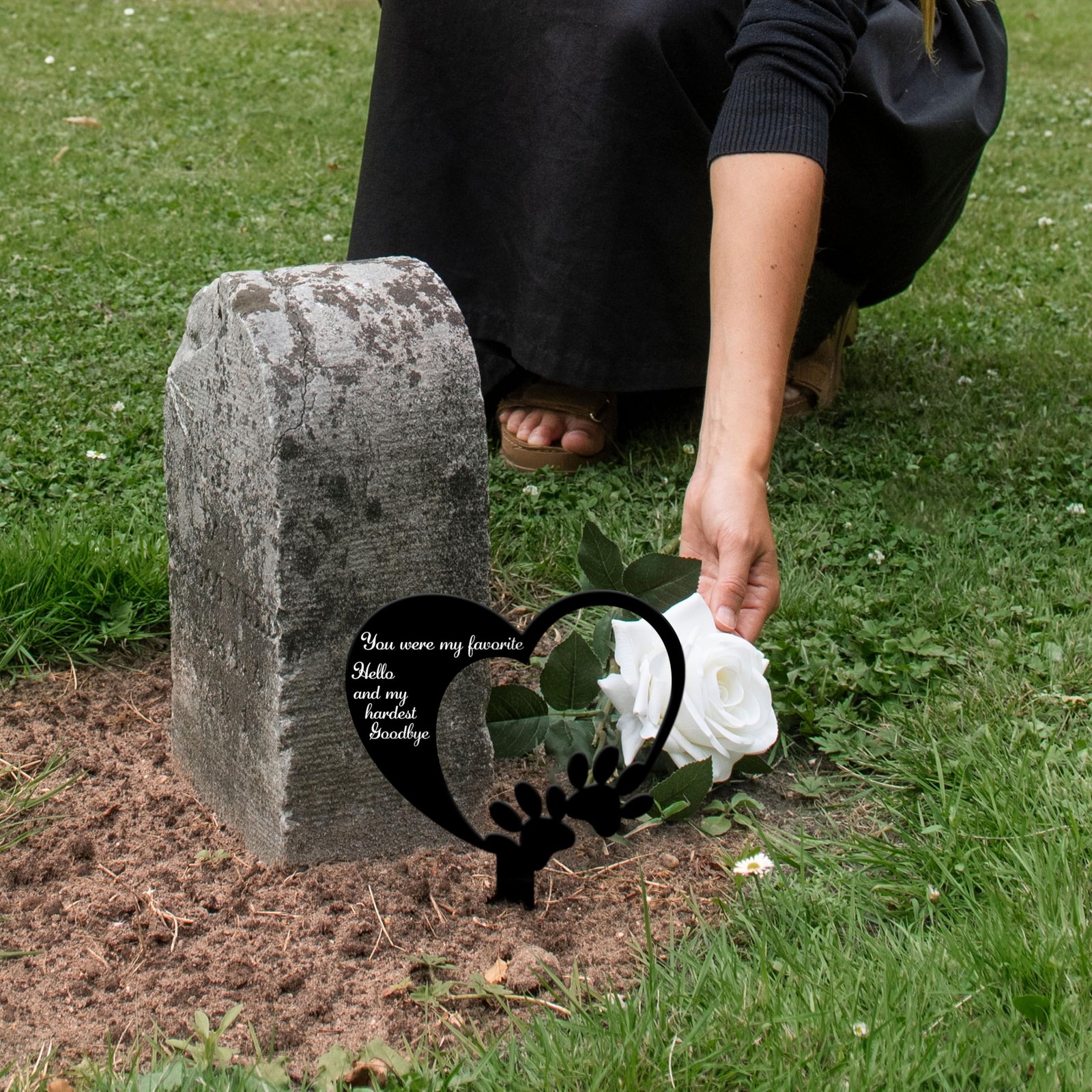 DIMARONGTON Pet Memorial Graves Markers, 9×12 Iron, Dog and Cat