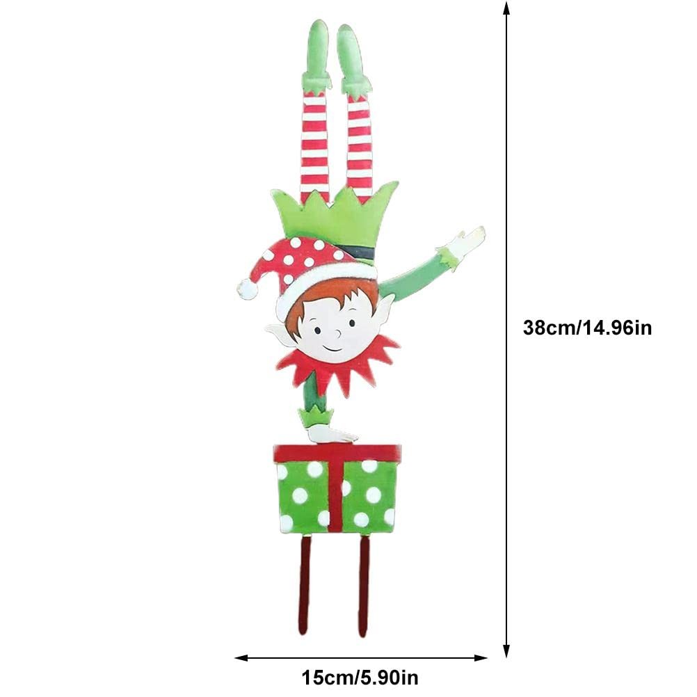 Christmas Elf Garden Stake – Holiday Yard Decoration – Christmas Metal Gnome …