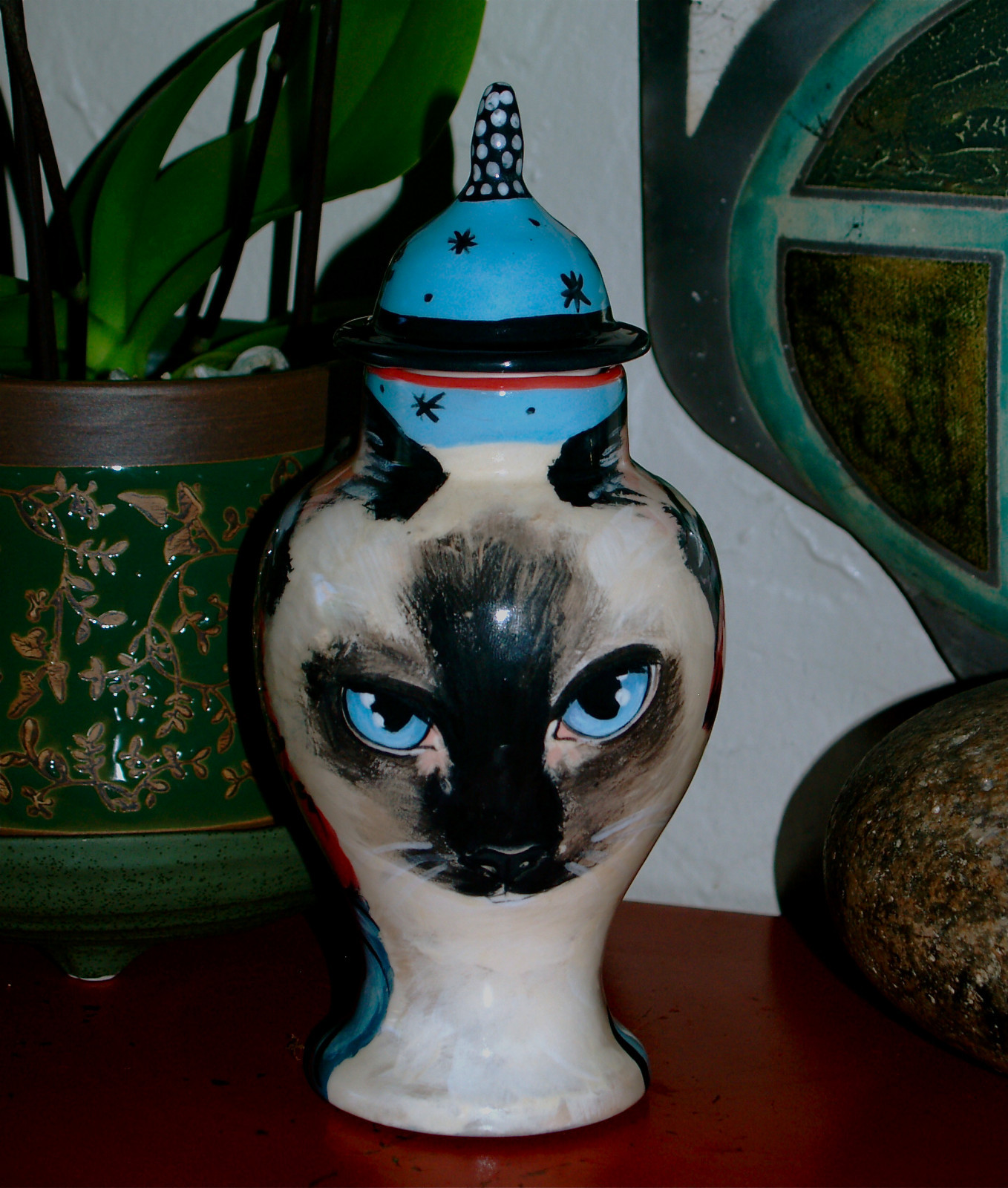 Custom Memorial CERAMIC SMALL Pet urn for CAT ashes ash Cats siamese portrait