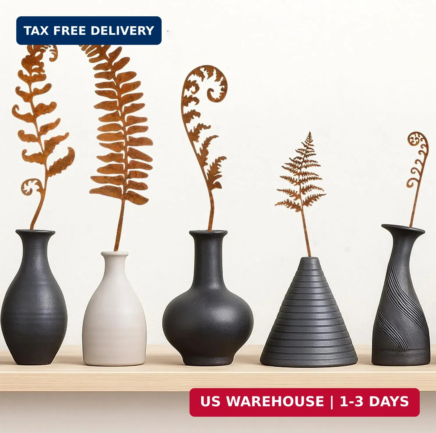 LEIFIDE 5 Pcs Rusted Metal Garden Stakes Decorative Metal Flowers for Outside Pl