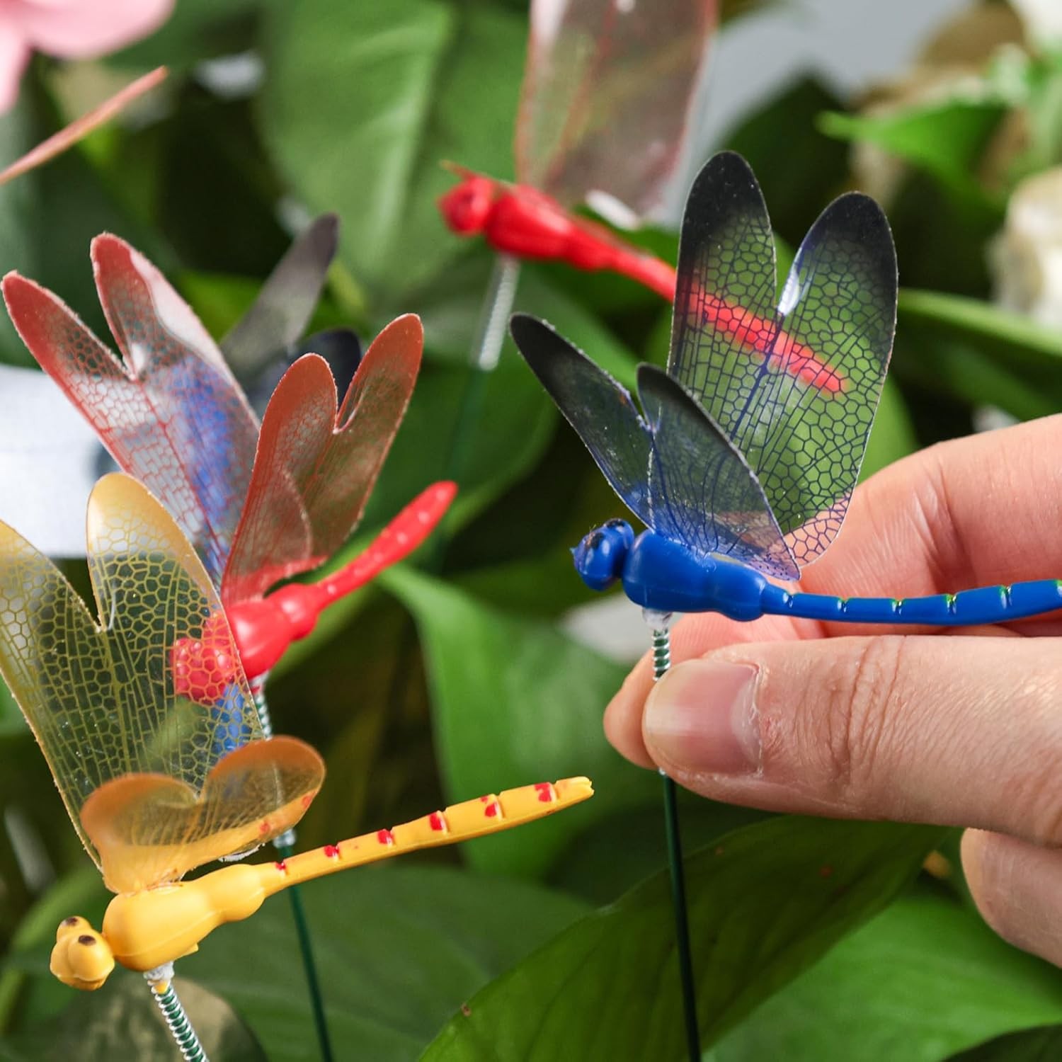VGOODALL 24PCS Dragonfly Garden Stakes Plastic Yard Indoor Outdoor Decor