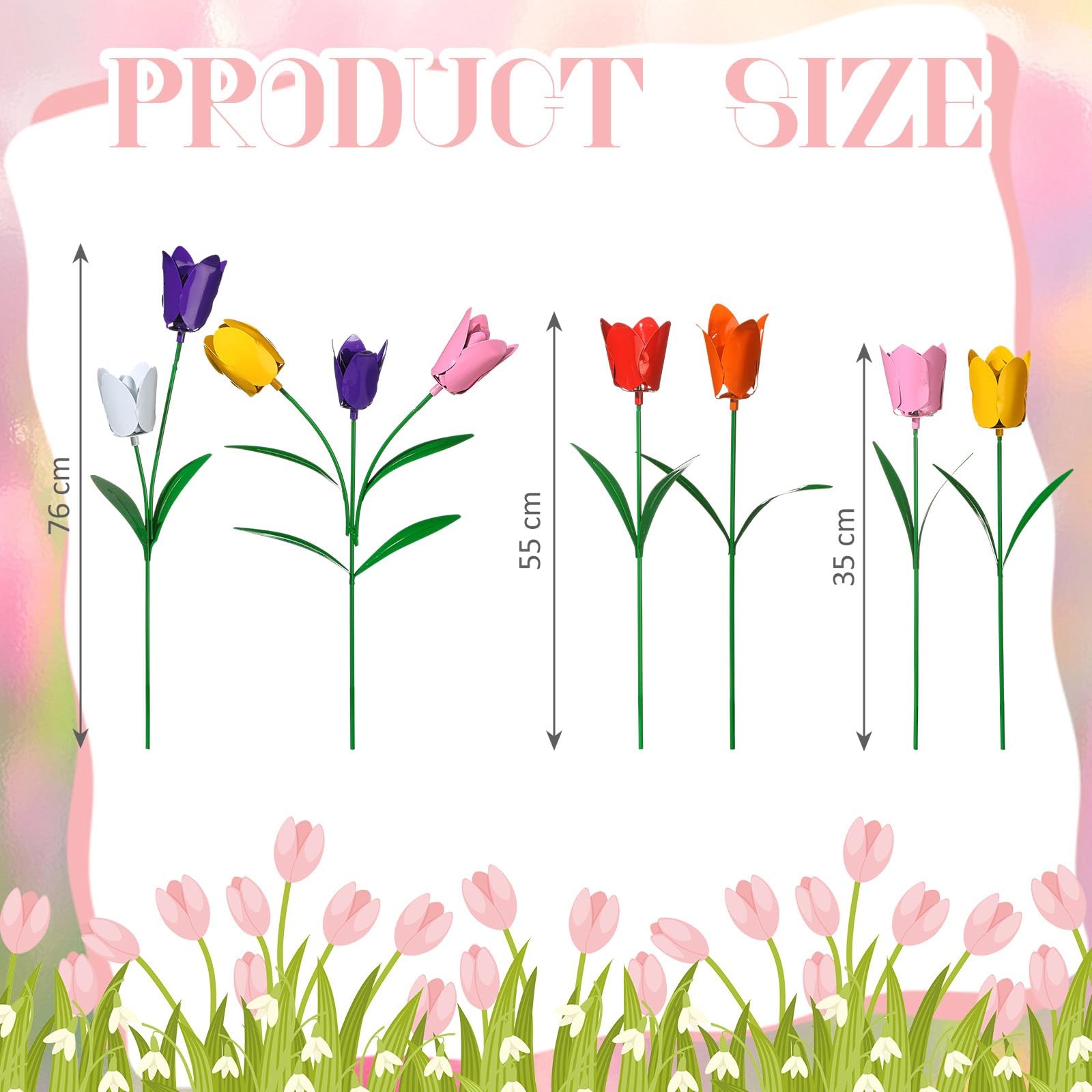 6 Pack Metal Flowers for Outdoor Metal Tulips Flowers Decorative Garden Stake…