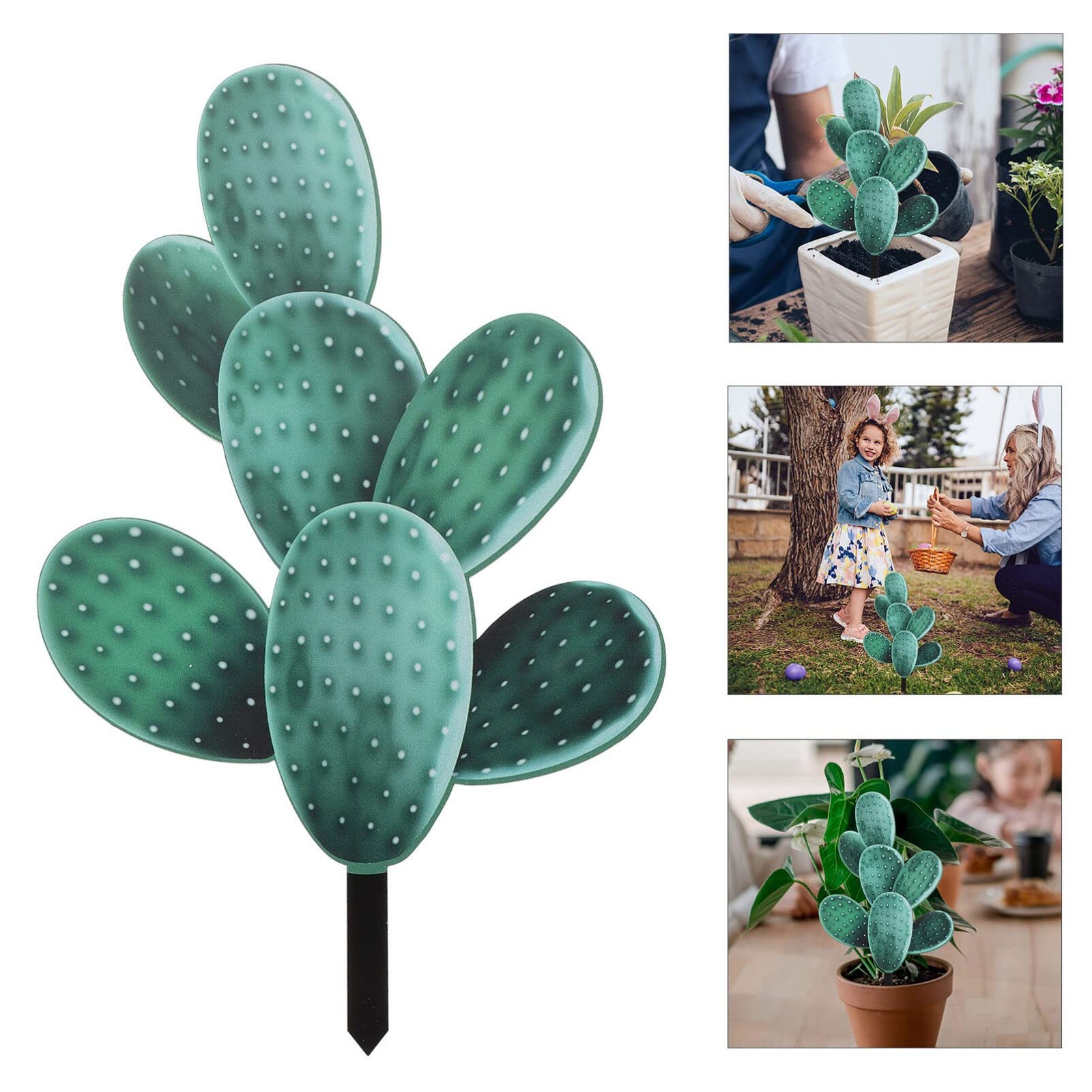 Cactus Garden Stake Decor 9.84X6.08In Outdoor Metal Plant Stake for Yard Pati…
