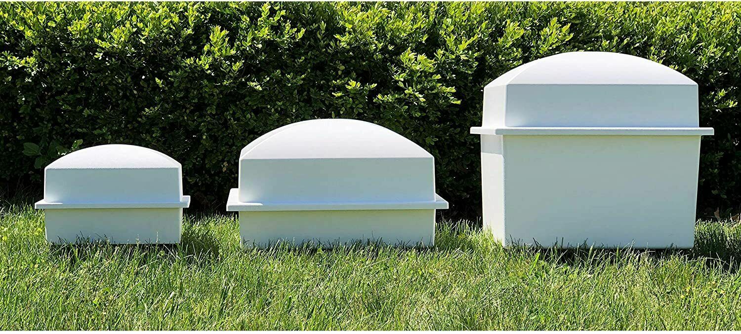 Extra-Large White Polymer Double Funeral Cremation Urn Burial Vault