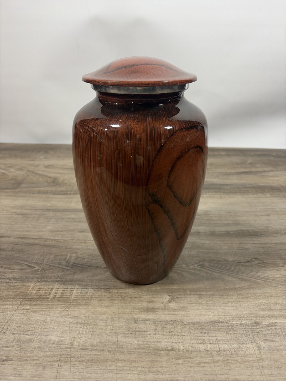 NEW Bold & Divine Wood Grain Cremation Urn Aluminum