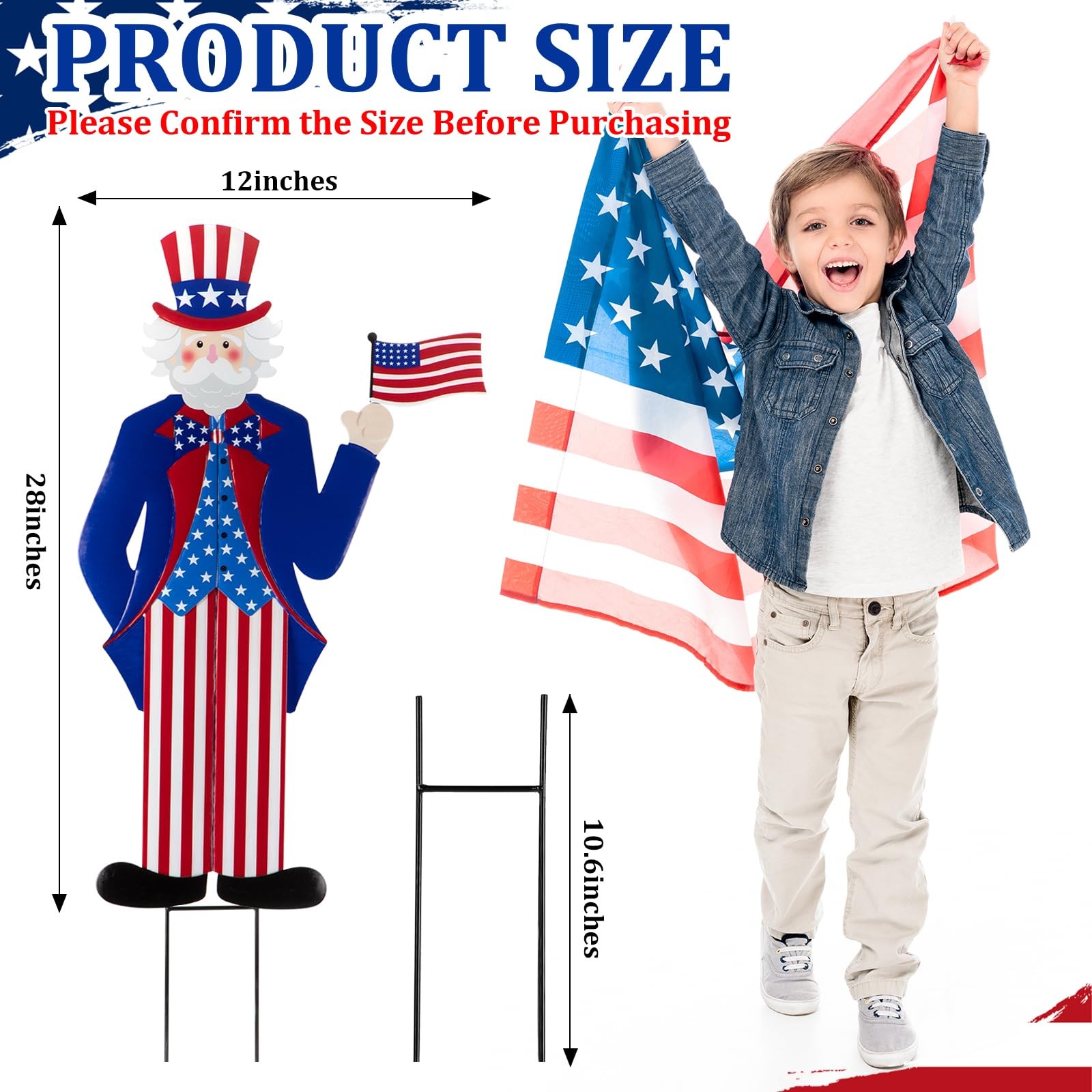 Veterans Day Yard Signs Uncle Sam Garden Stakes, 35″H Metal Patriotic 4th of …