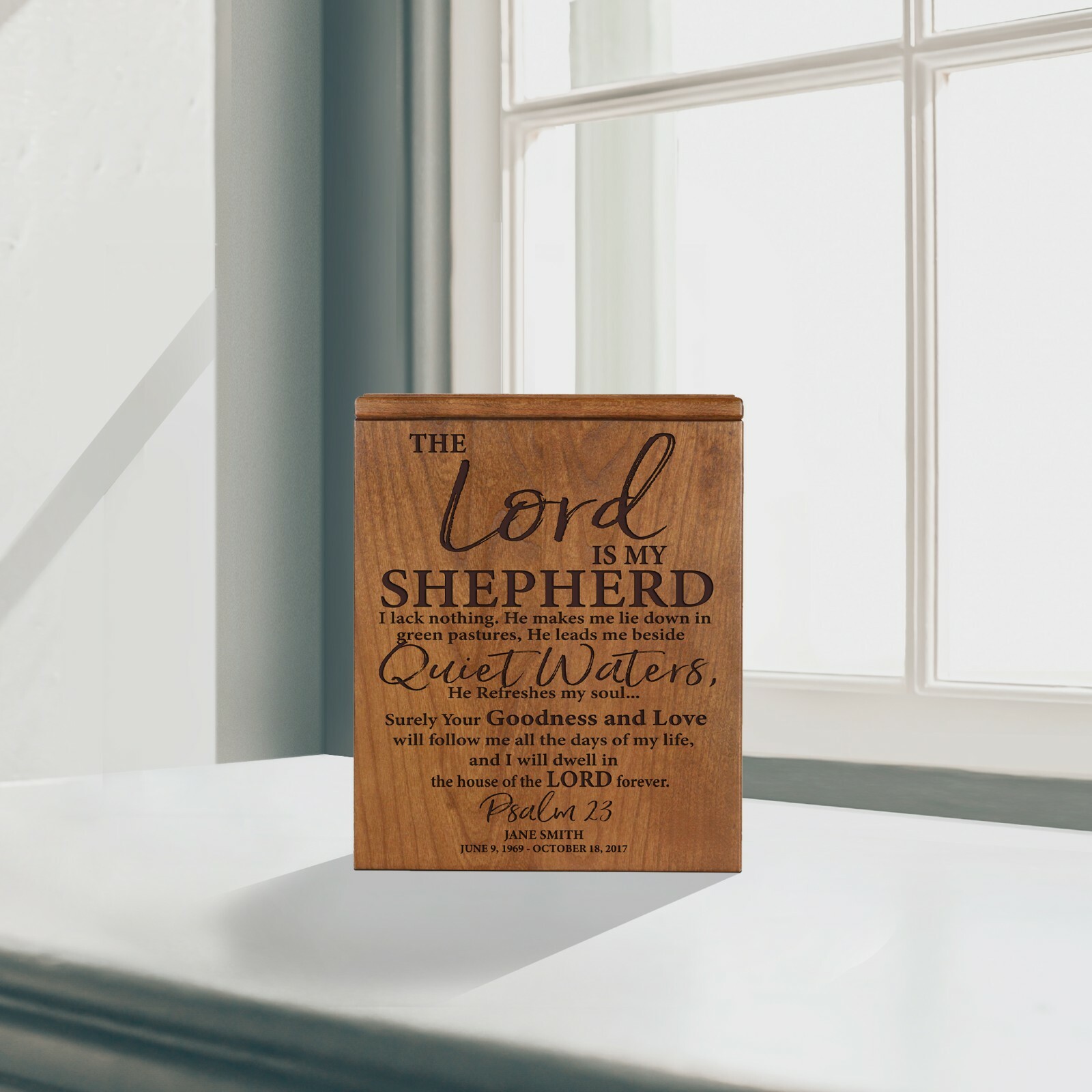 Custom Engraved Economy Urn for Human Ashes 7.75in – The Lord Is My Shepherd
