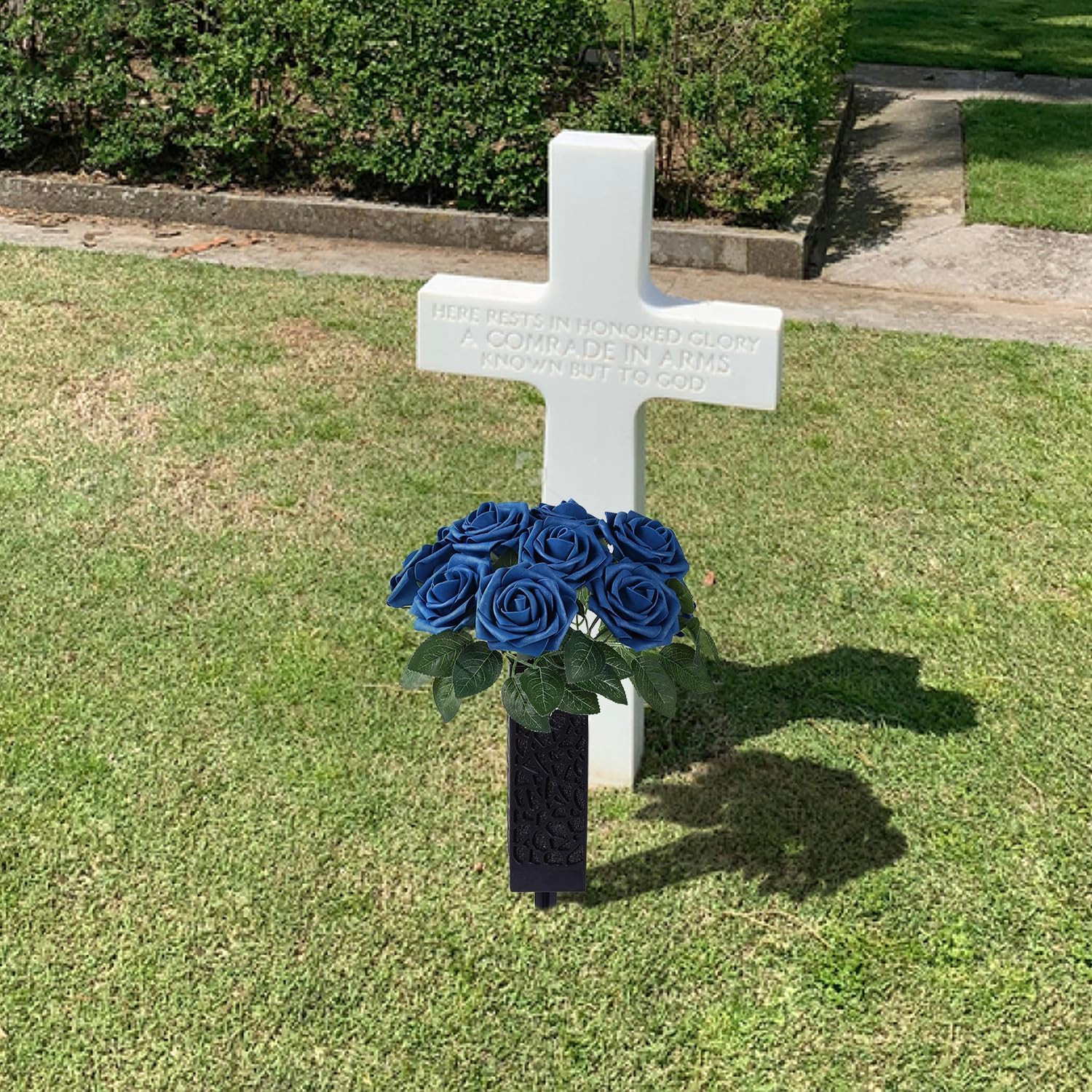 Cemetery Artificial Flower Vase with Foam for Grave Decorations 2 Headstones Fak