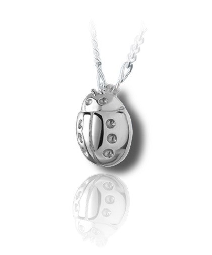 Sterling Silver Lady Bug Funeral Cremation Urn Pendant for Ashes