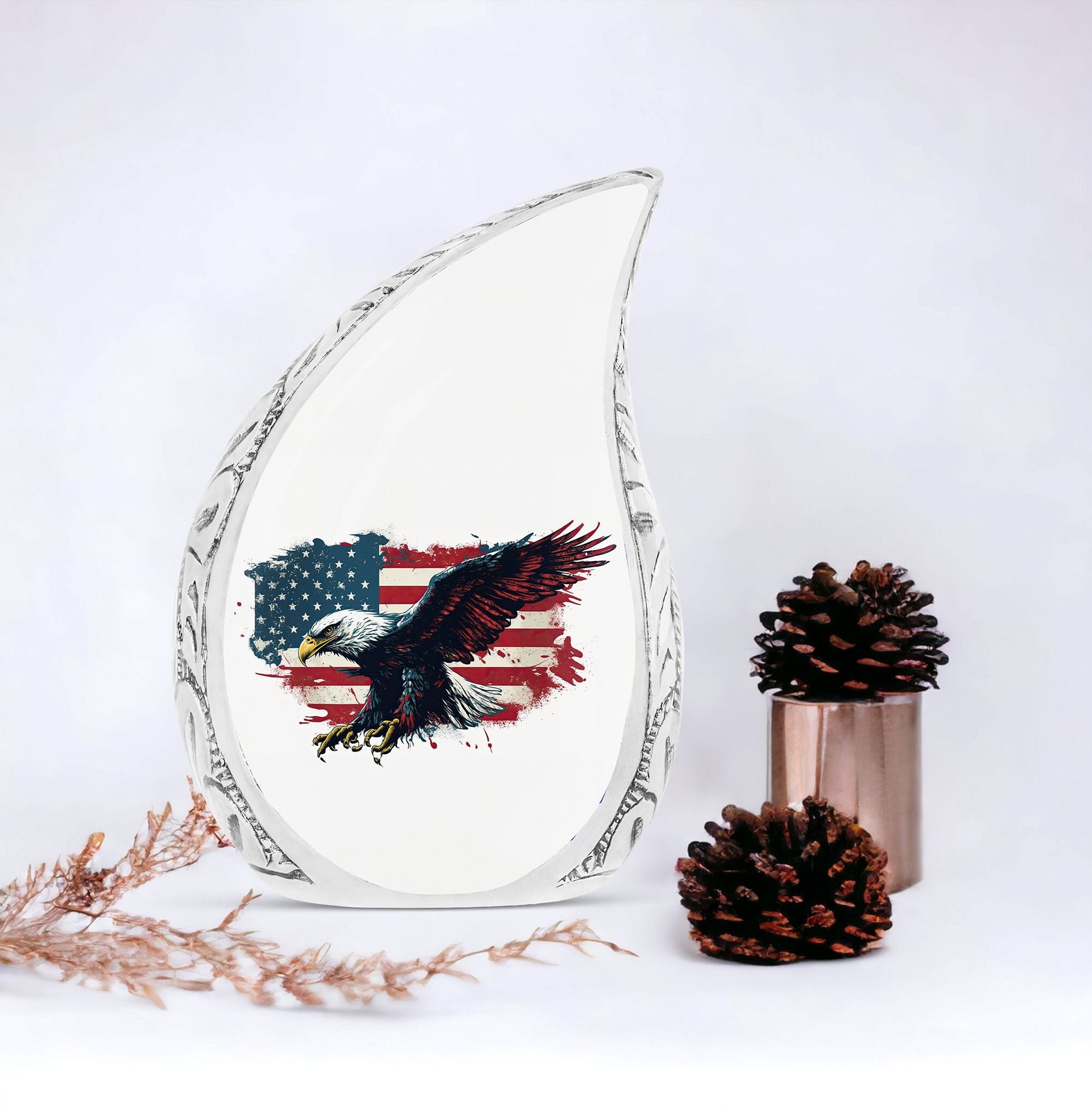 Patriotic Eagle American Flag Tribute Cremation Urn | Memorial Cremation Urn