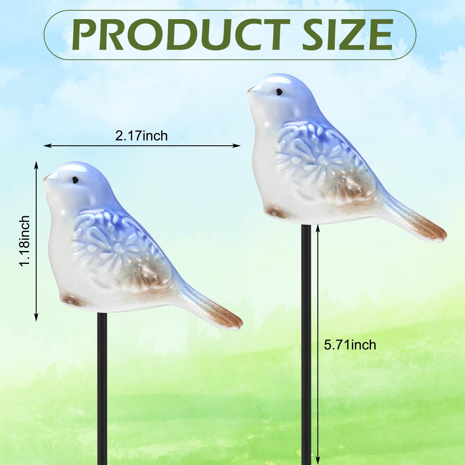 2 Pcs Miniature Bird Decorative Stakes Ceramic Bird Figurines Cute Decorative…