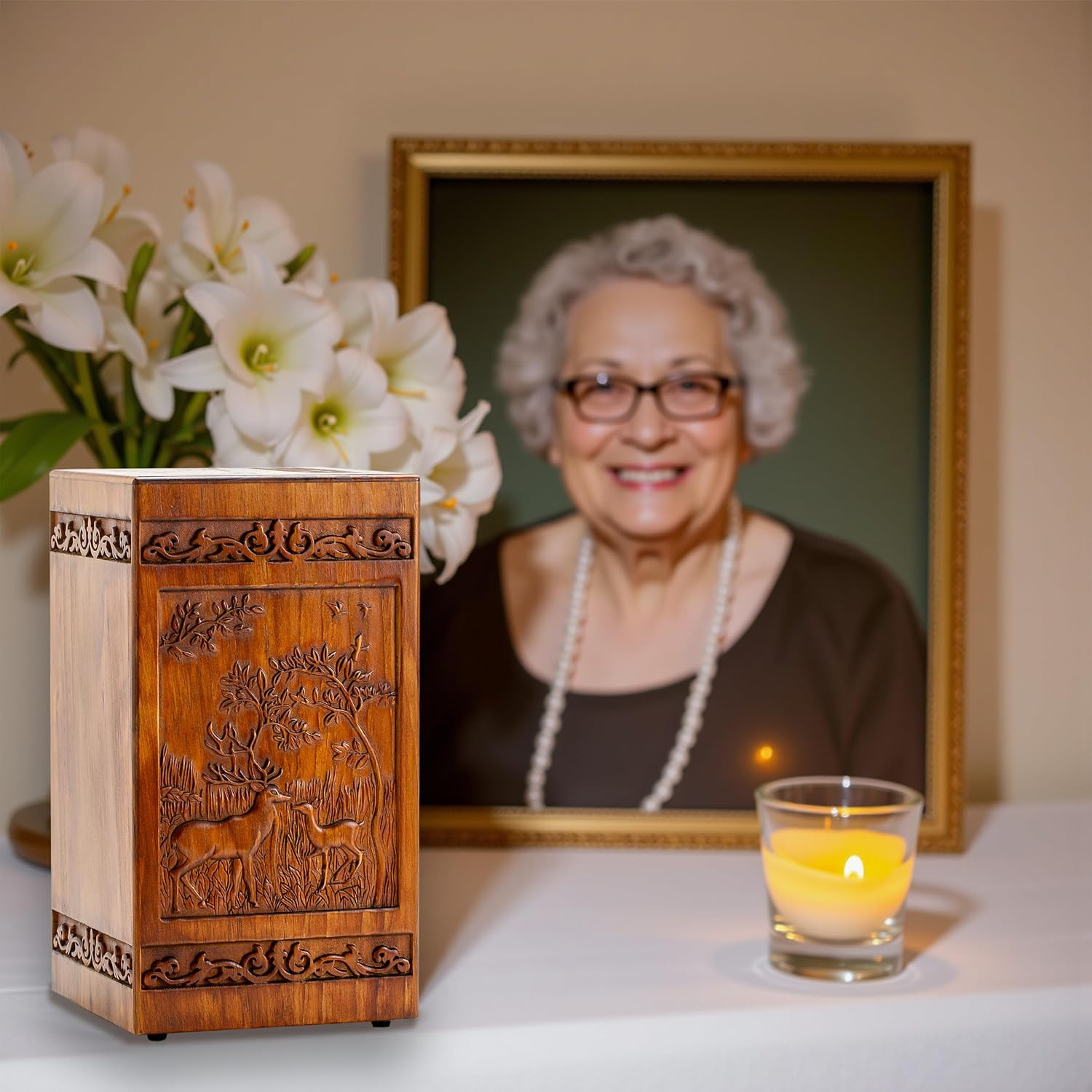 Wooden Urns for Human Ashes Adult – Deer Urn,250 Lbs,Urns Box and Cremation Box