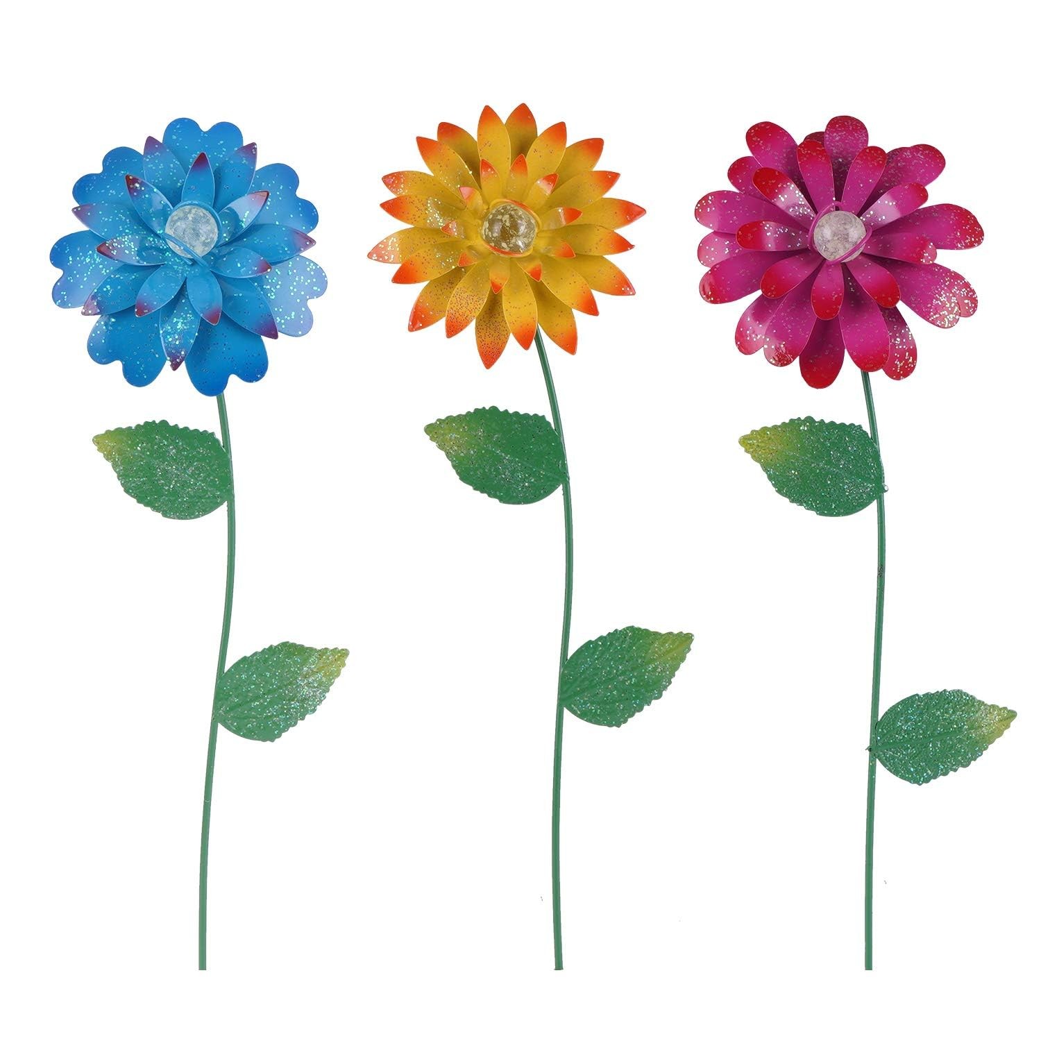 Floral Garden Stake Tricolor Outdoor Glow in Dark Plant Pick Water Proof Meta…