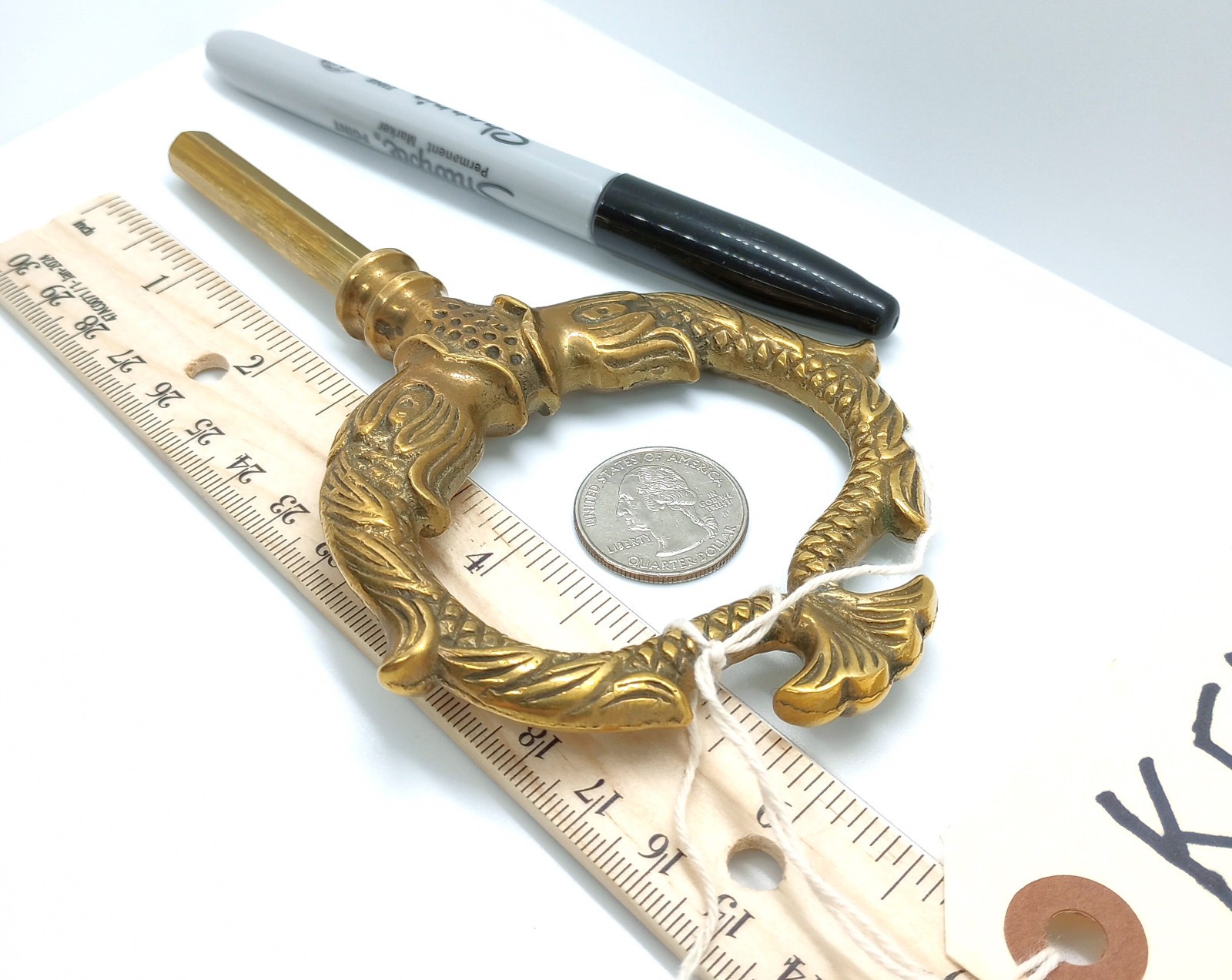 Ornate Brass Casket Key / Coffin Key