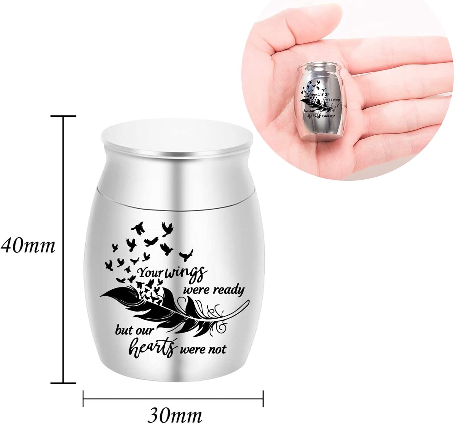Personalized Black Silver Mini Cremation Urn For Ashes With Engraving