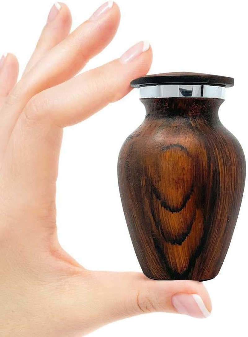 Small Keepsake Urn for Human Ashes – Cherry Wood Appearance Memorial – Handcraft
