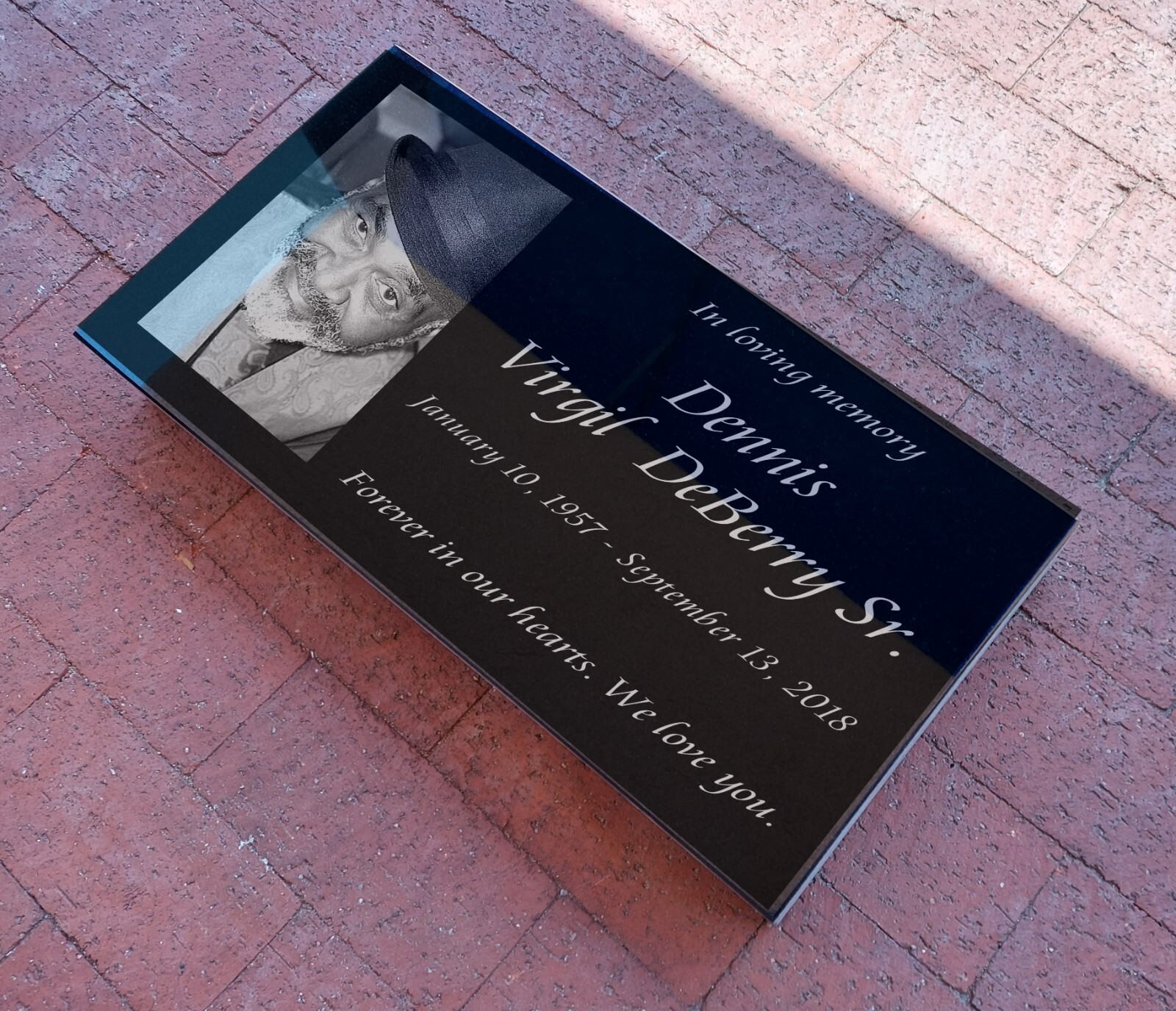 12x24x0.75 inch Human Headstone, Tombstone, Grave Marker, Diamond Engraved