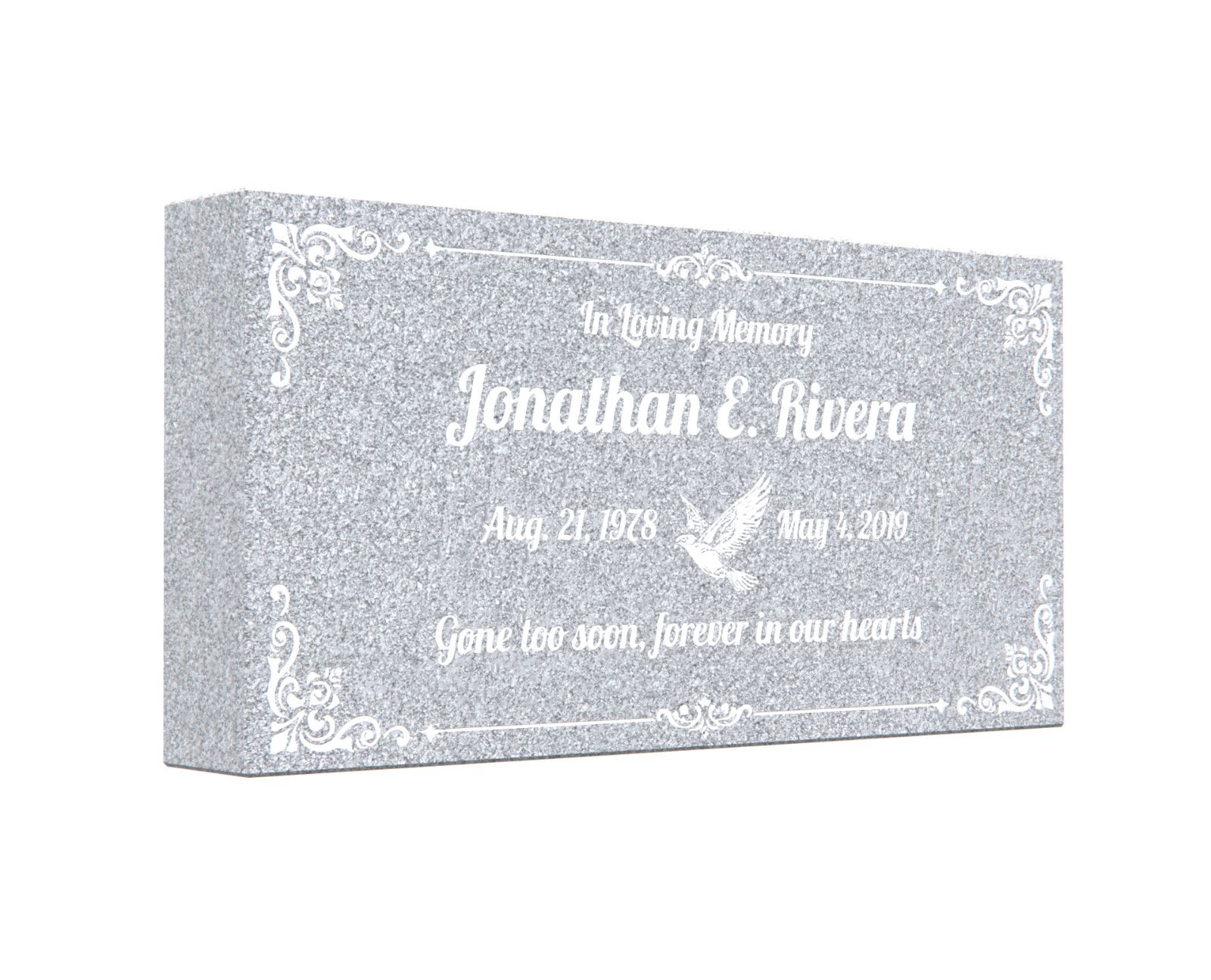 20x10x3 Gray Granite Flat Marker – Custom Engraved Cemetery Headstone