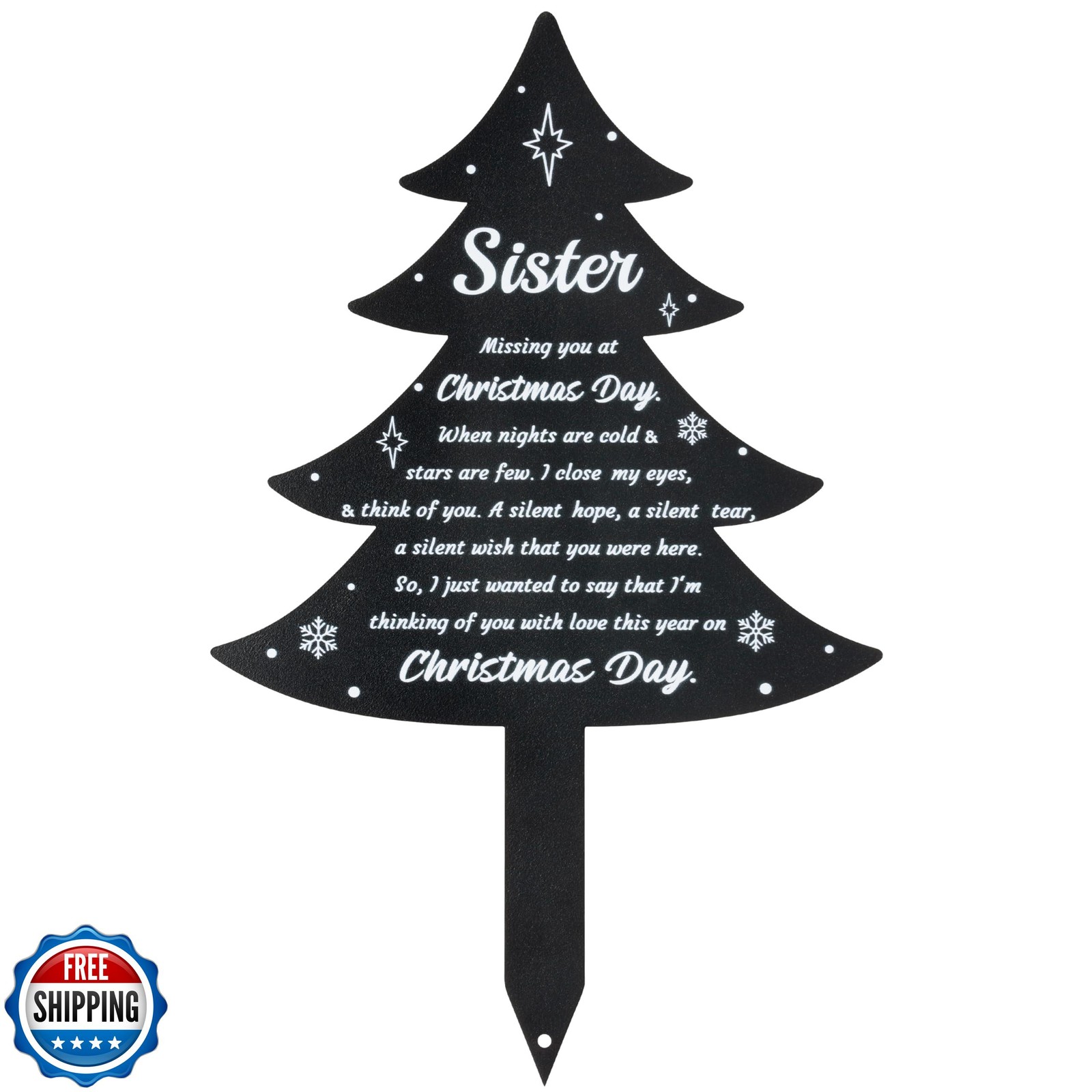 BUoonyer Christmas Grave Decorations for Cemetery – Sister Metal Memorial Gra