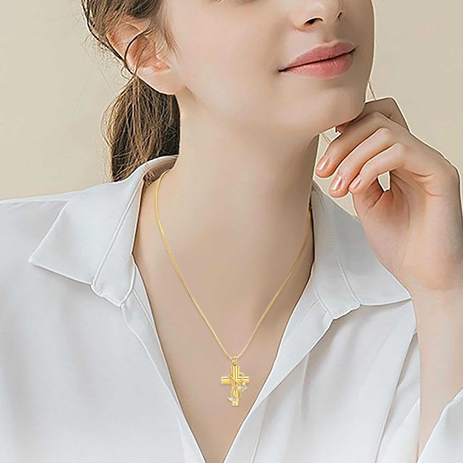 Butterfly Cross Urn Necklace for Ashes Men Women Cremation Jewelry Ashes Pendant