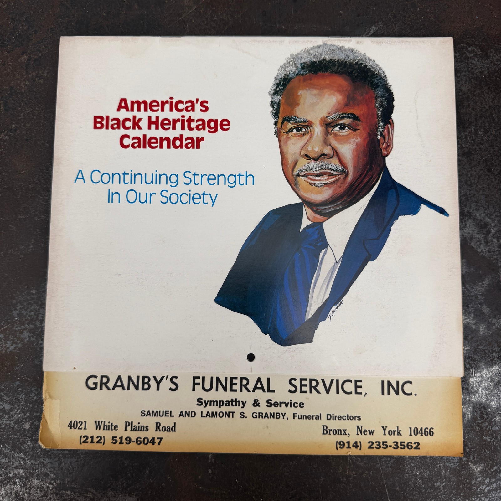 Vtg GRANBY’S FUNERAL SERVICE Bronx, NY Advertising Calendar – African American