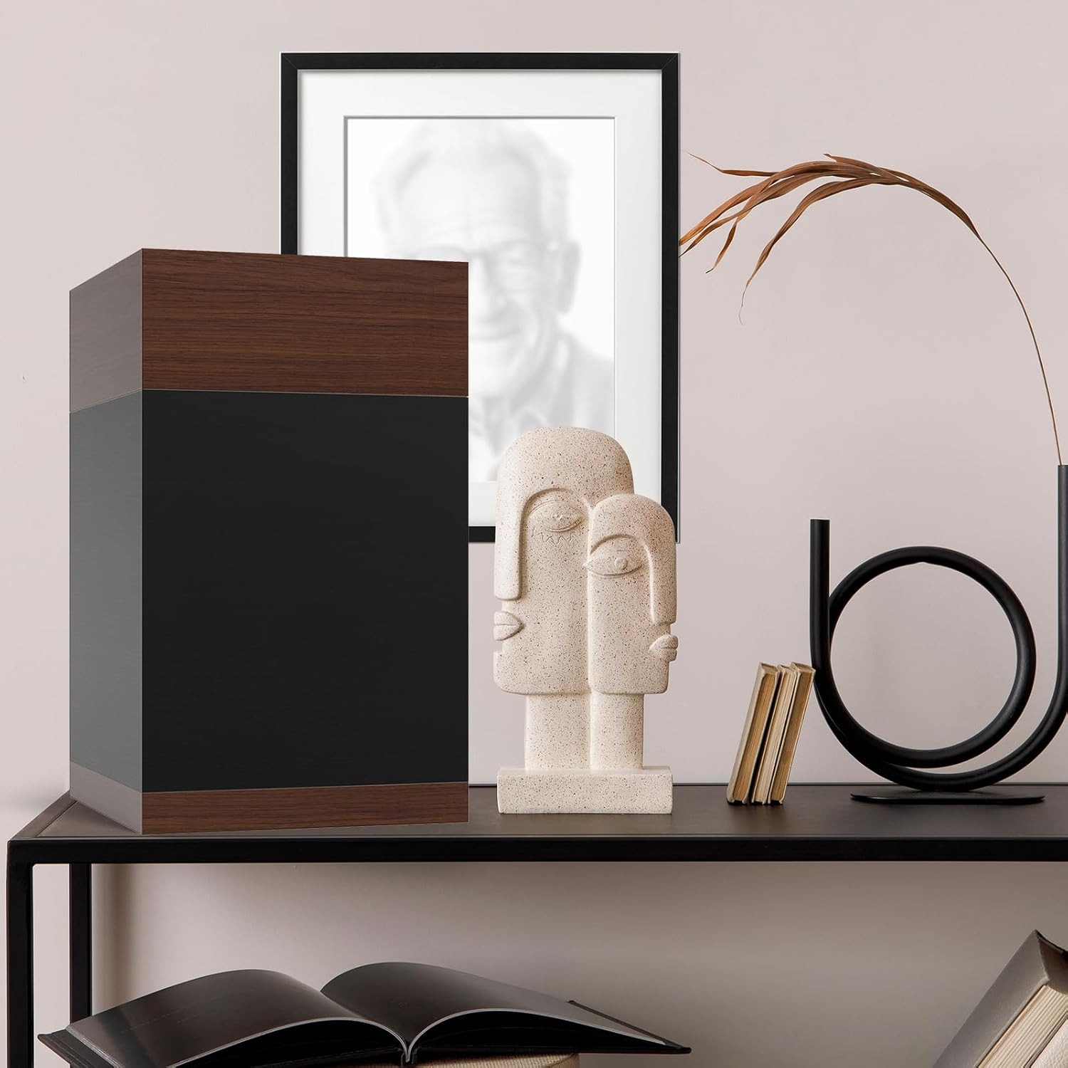 Wooden Cremation Urns for Human Ashes Adult Black Urn, Decorative Urns for Ashes