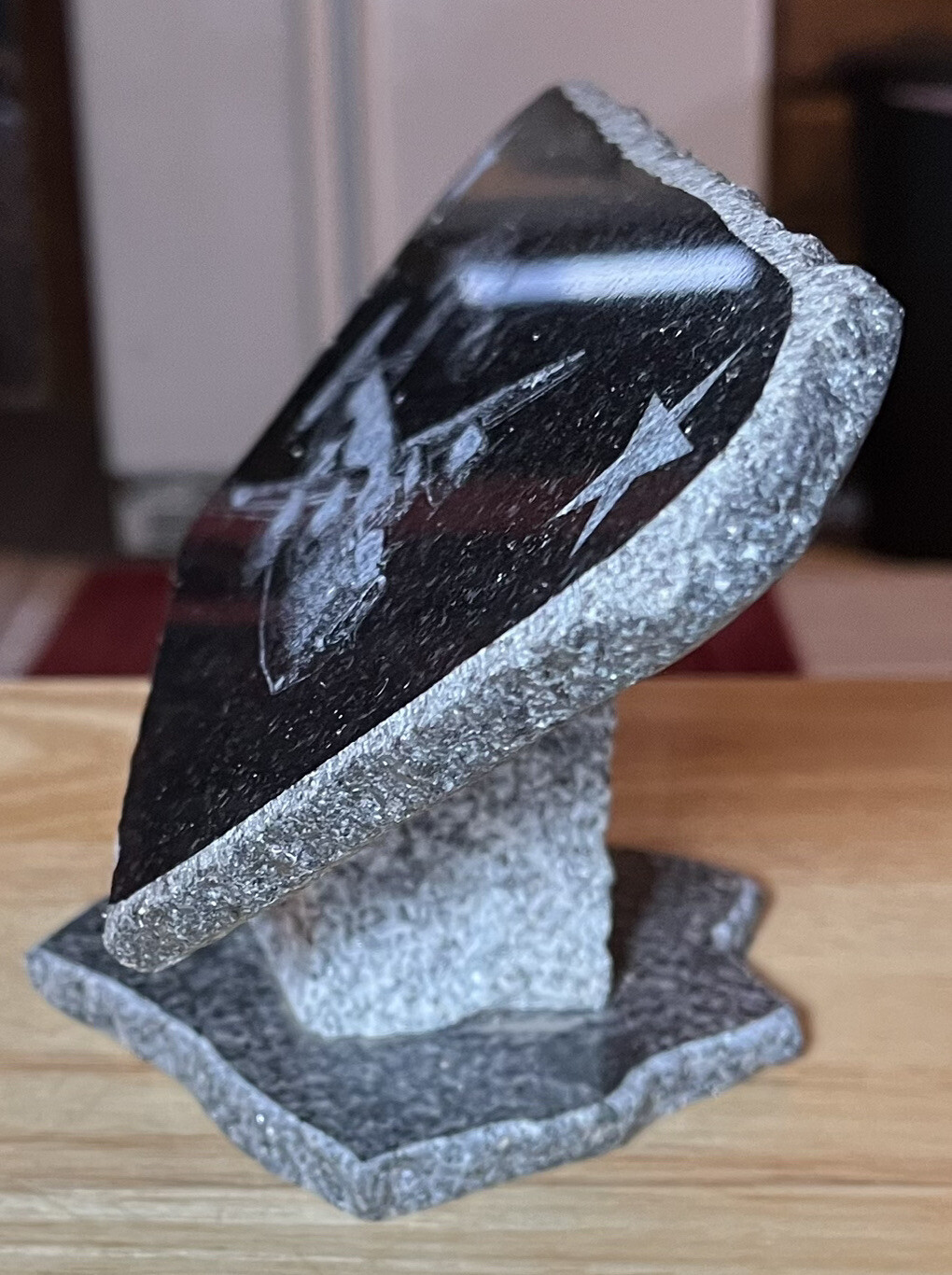 Granite Etched Memorial On Pedestal WWII Fighter Jet Stars Military Table Top