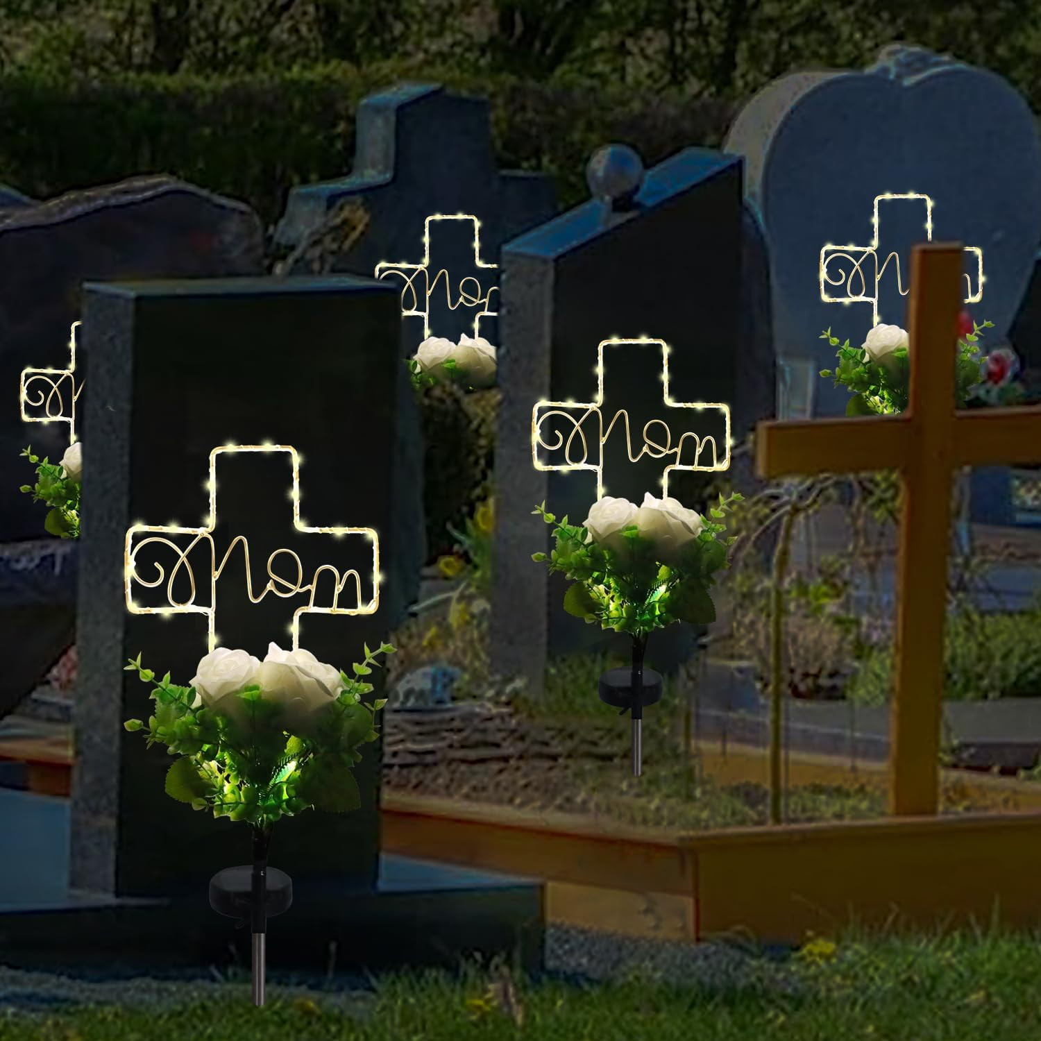 Grave Decorations for Cemetery Mom, Memorial Sympathy Gifts for Mom Cemetery Dec