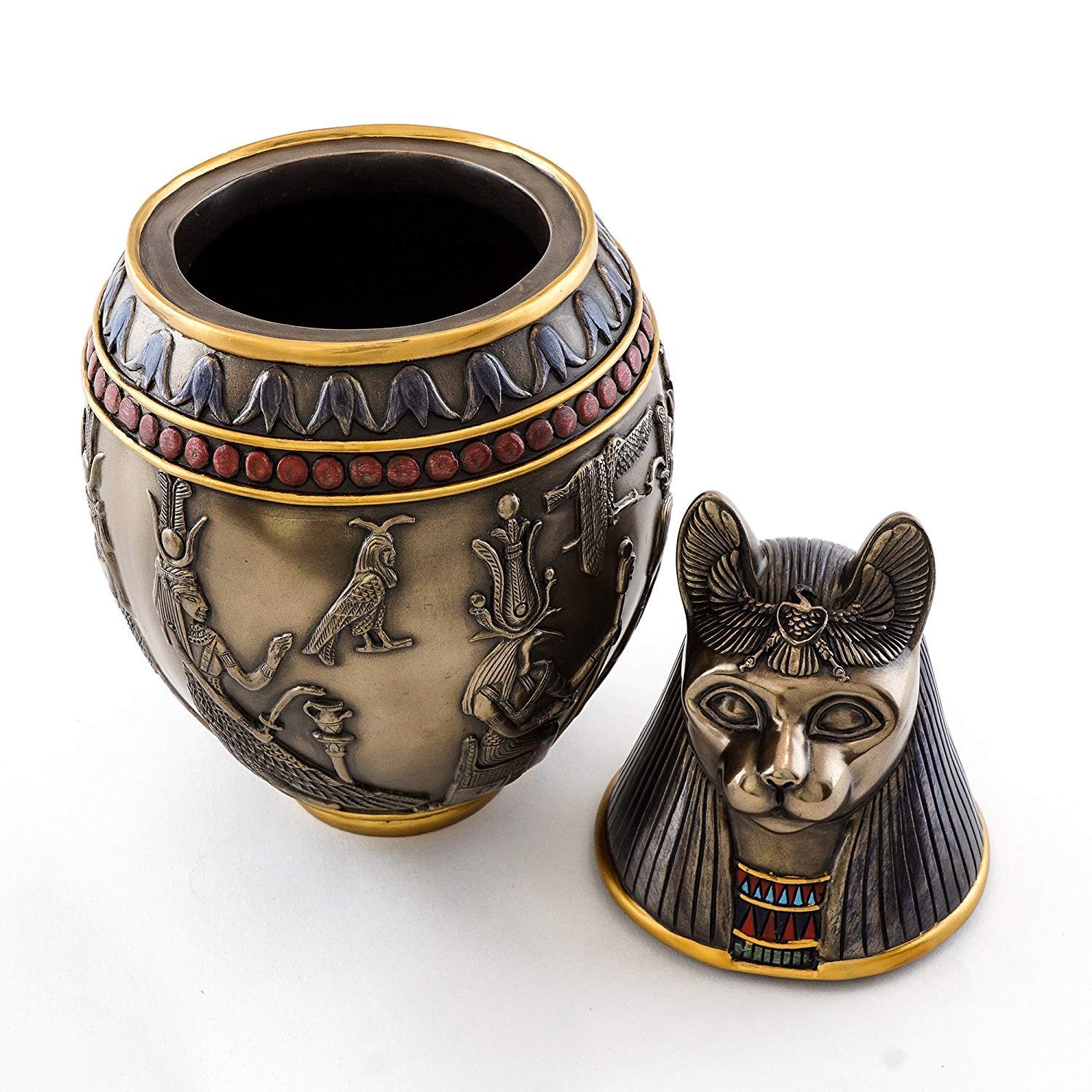 Canopic Jar Statue In Cold Cast Bronze Ancient Egyptian Mythology Artifact Colle