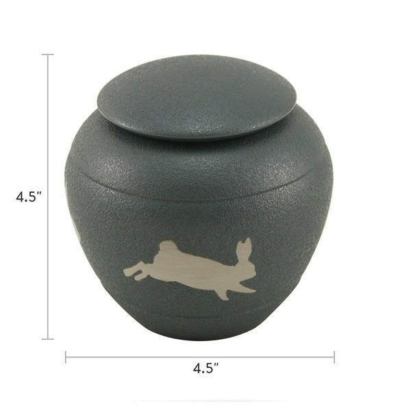 Small/Keepsake Brass Silhouette Rabbit Funeral Cremation Urn, 30 cubic inches