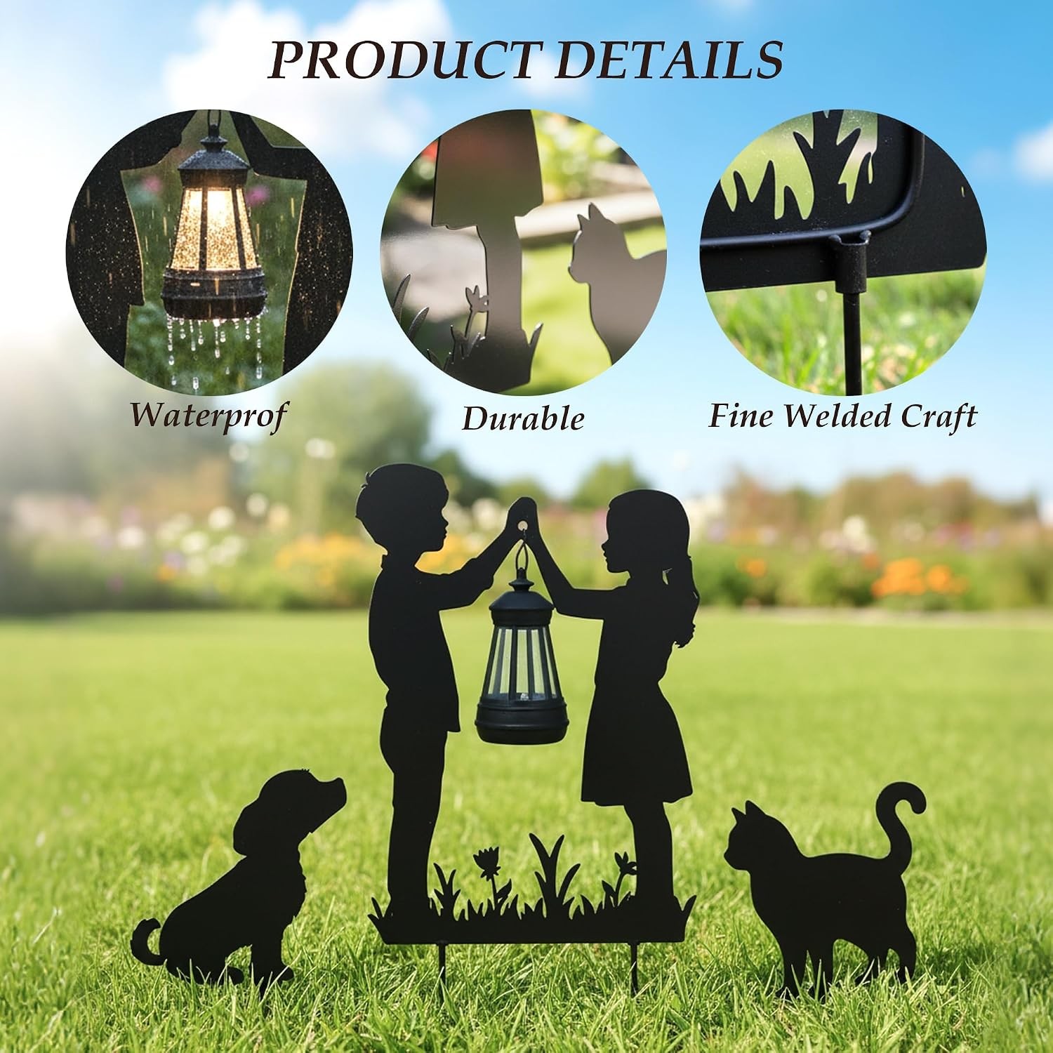 Boy Girl Cat Dog Solar Lights Outdoor Decorative Pathway Garden Decor Stake | Me