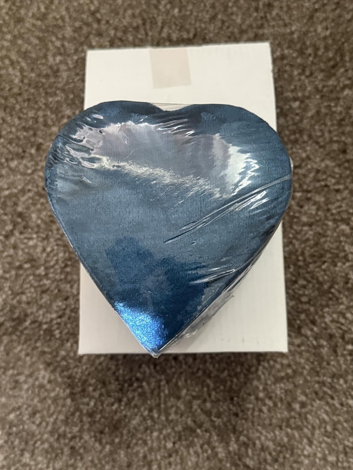 Mini Memorial Urn for Ashes: Elegant Blue Brass with Velvet Heart Case Included