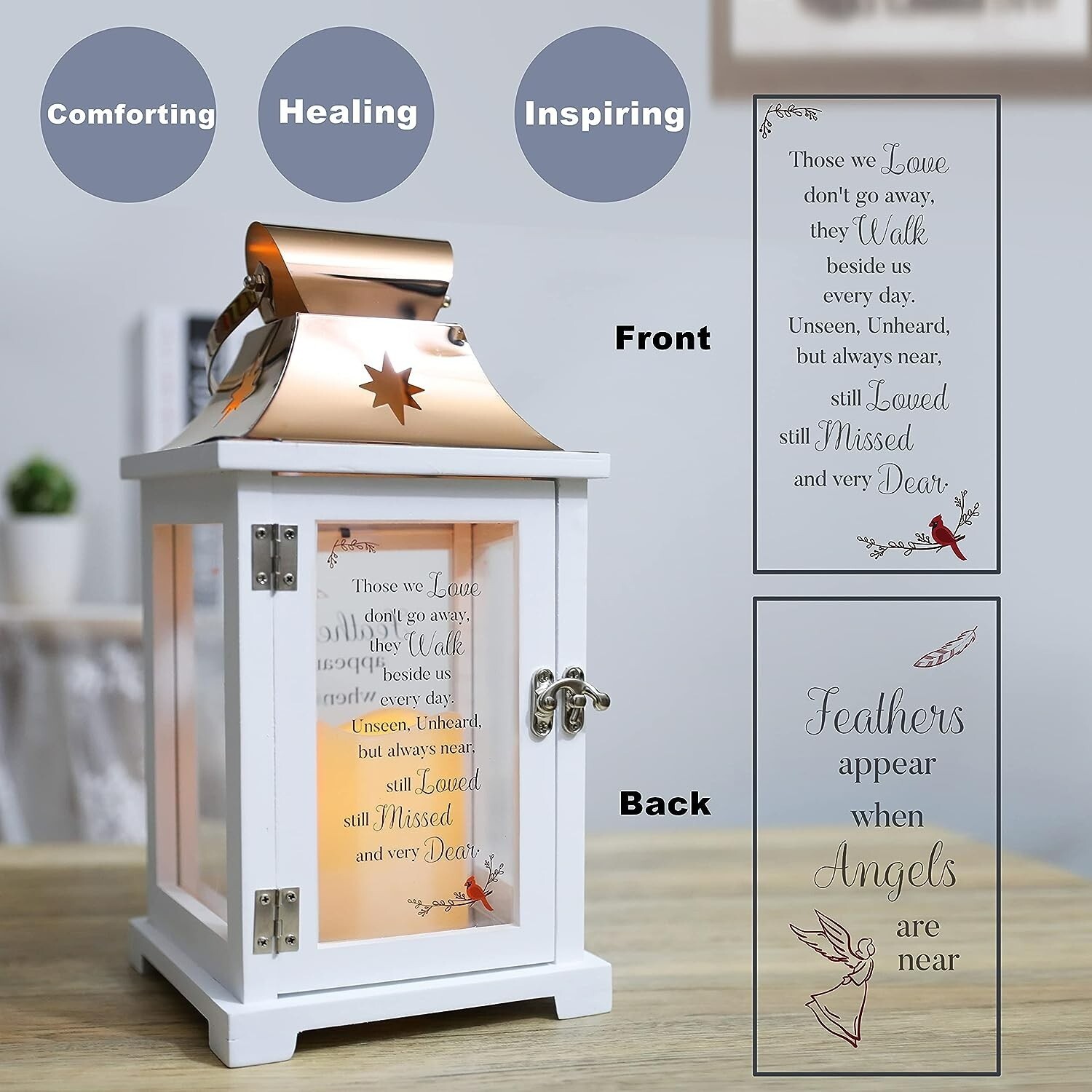 Large Cardinal Memorial Lantern – Sympathy Funeral Gifts – 12.6″ – Remembrance