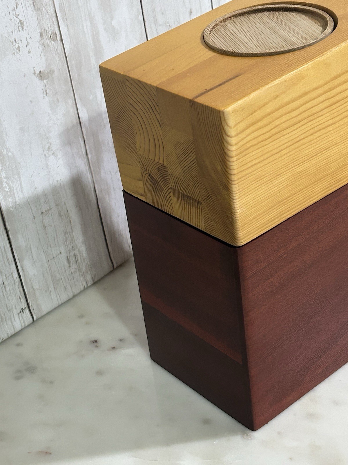 Human Urn Plant holder Adult Ashes Cremation Two Tone Wood Magnetic Modern Decor