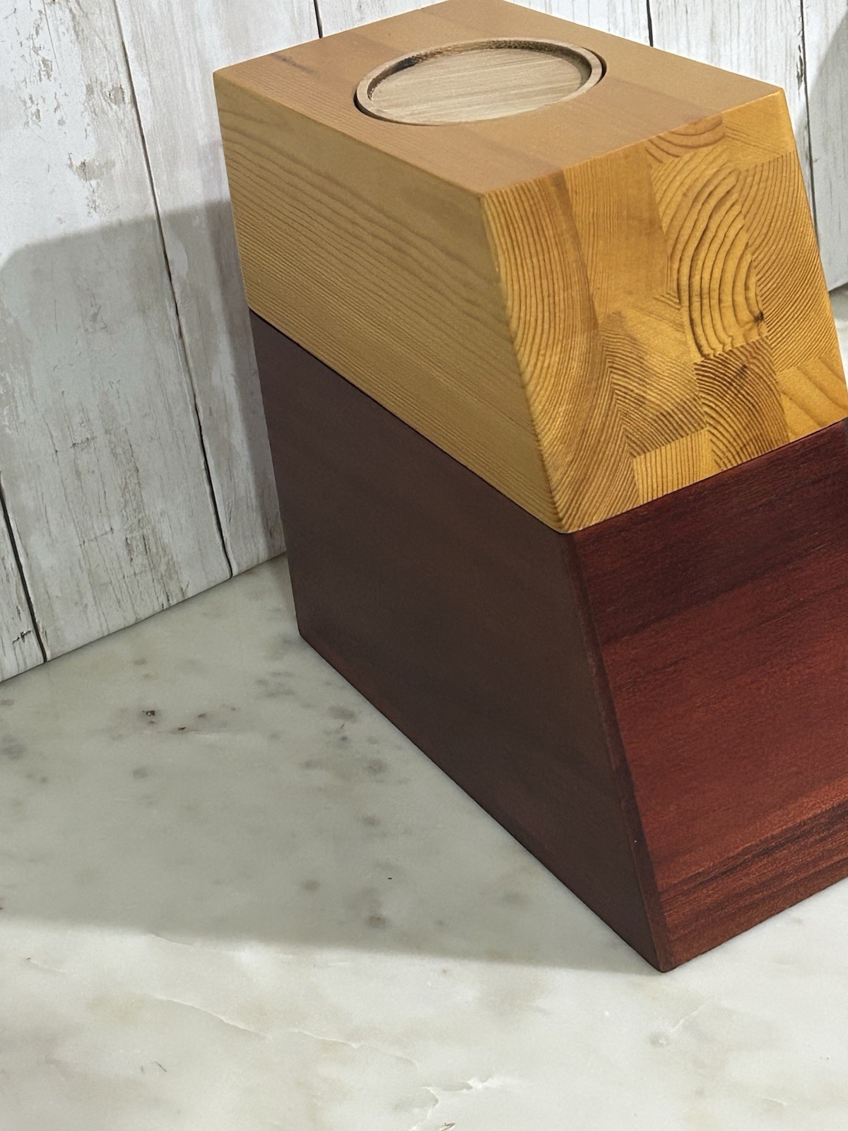 Human Urn Plant holder Adult Ashes Cremation Two Tone Wood Magnetic Modern Decor