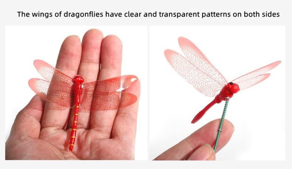 Garden Black Dragonfly Stakes with Sticks, 25 pcs 3D Removable Fake Dragonfly…