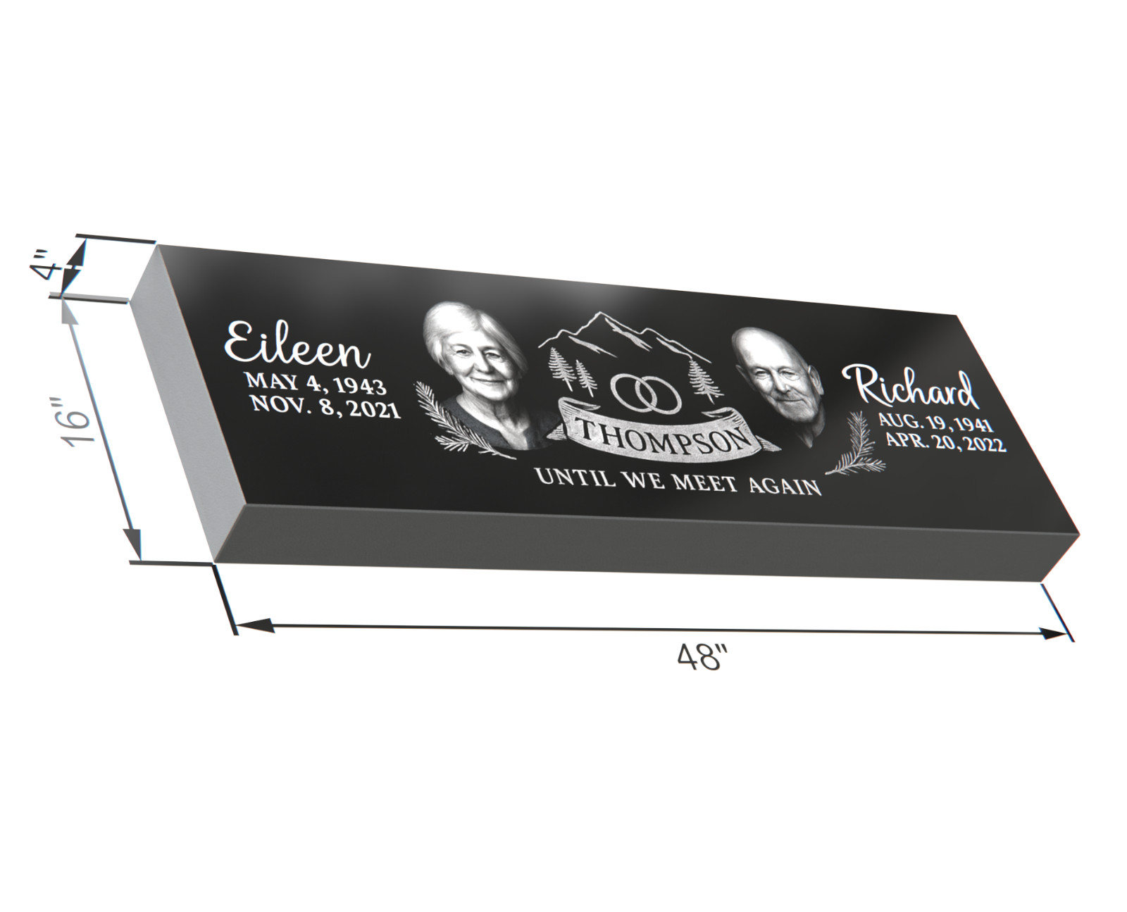 Custom Granite Headstone – 48x16x4 – Personalized Flat Marker