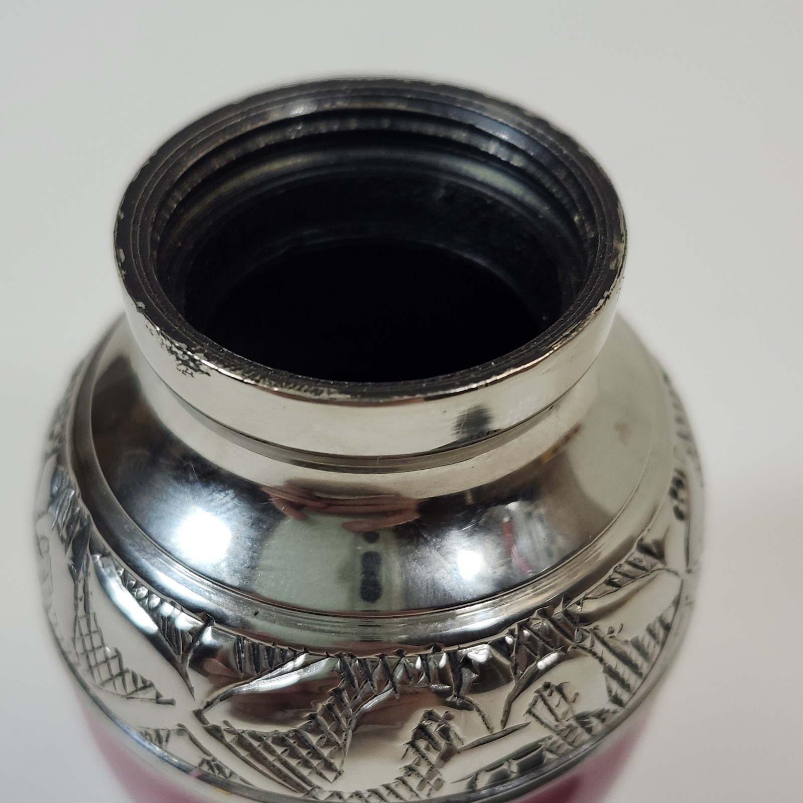 Pink Enamel Cremation Urn Stainless Steel Keepsake Memorial Small 2.5″ Pet