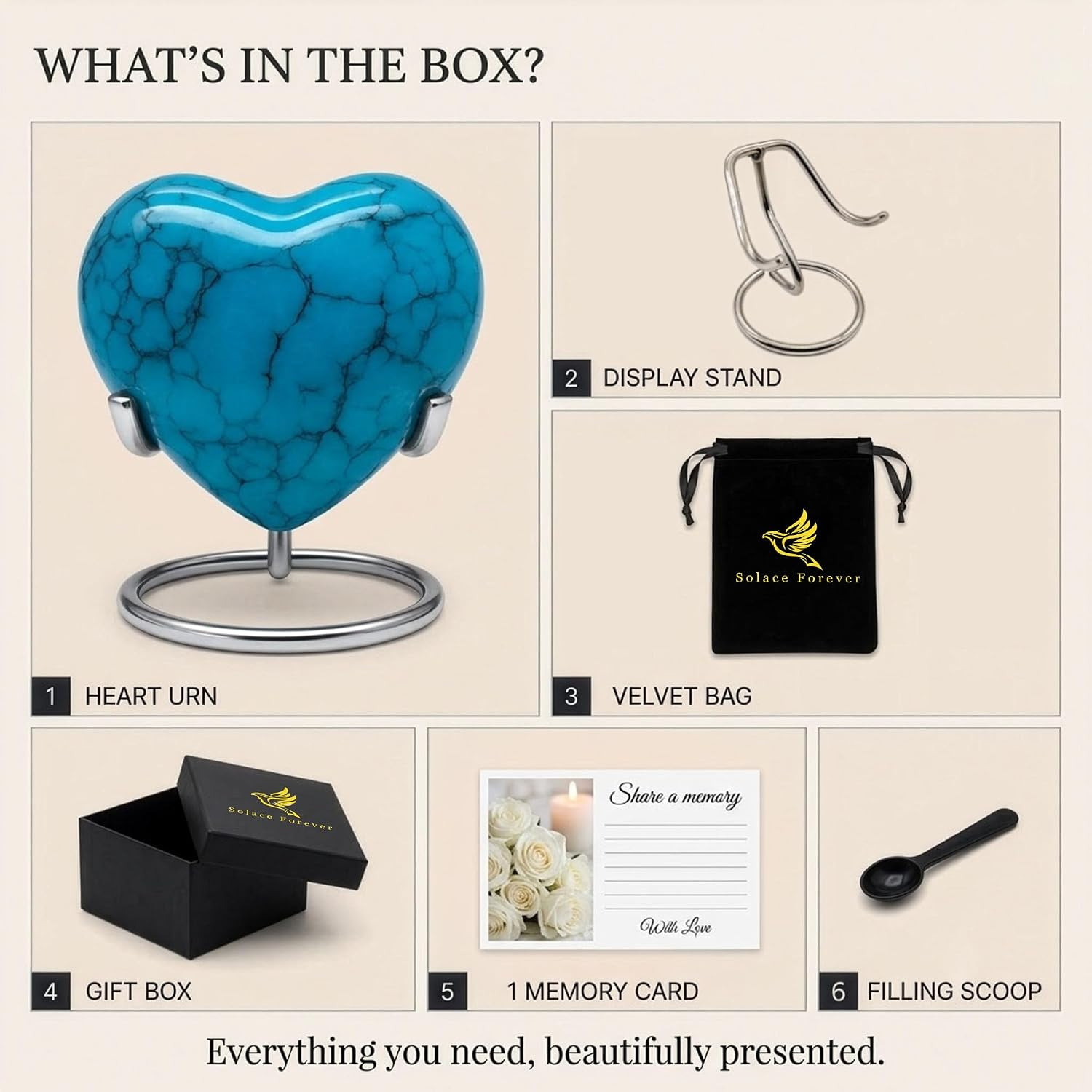 Small Urns for Human Ashes Keepsake – Heart Urn – Mini Urns with Stand & Box – a