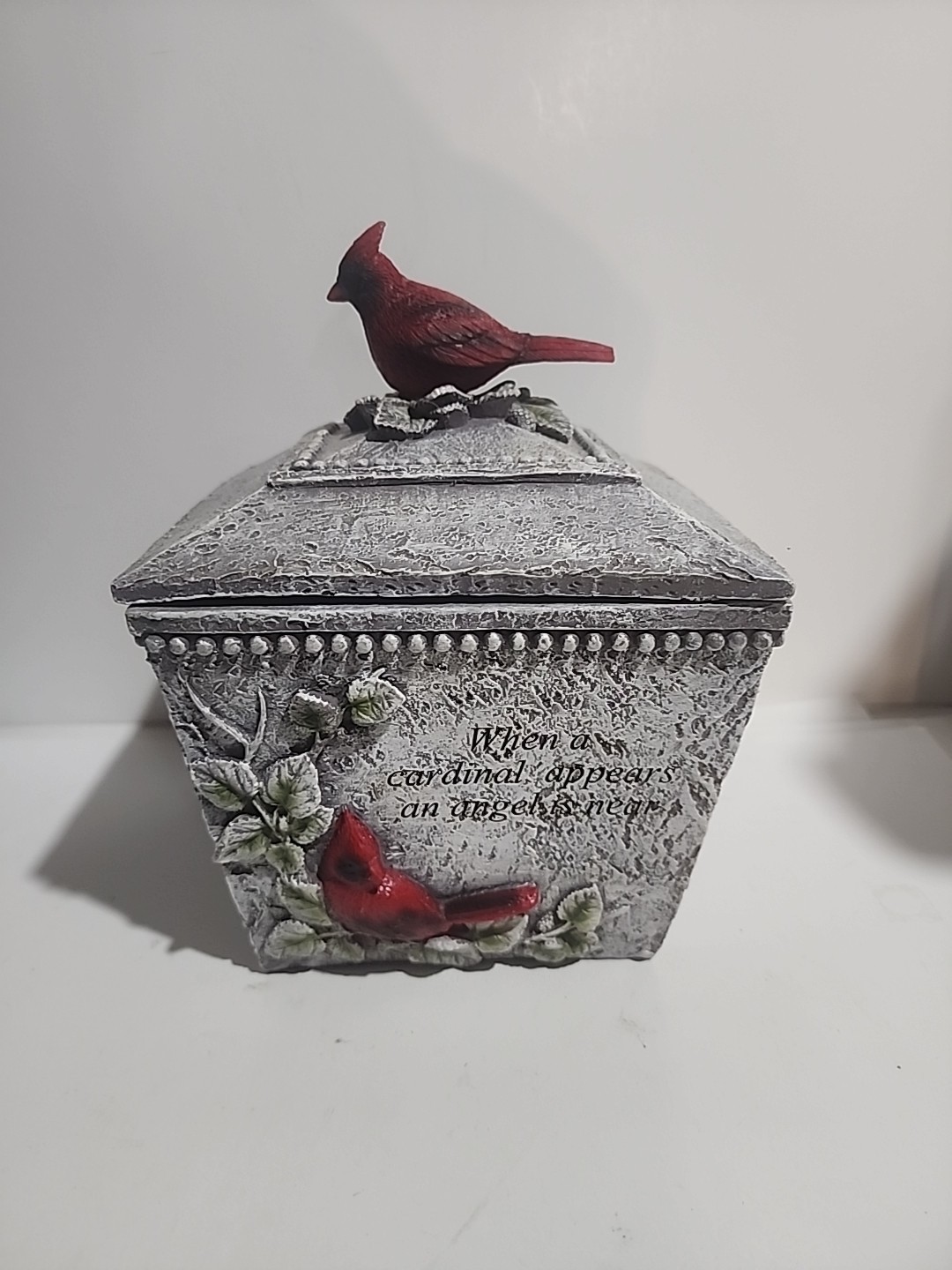 When A Cardinal Appears an Angel is Near Memorial Box 8.25 Inch