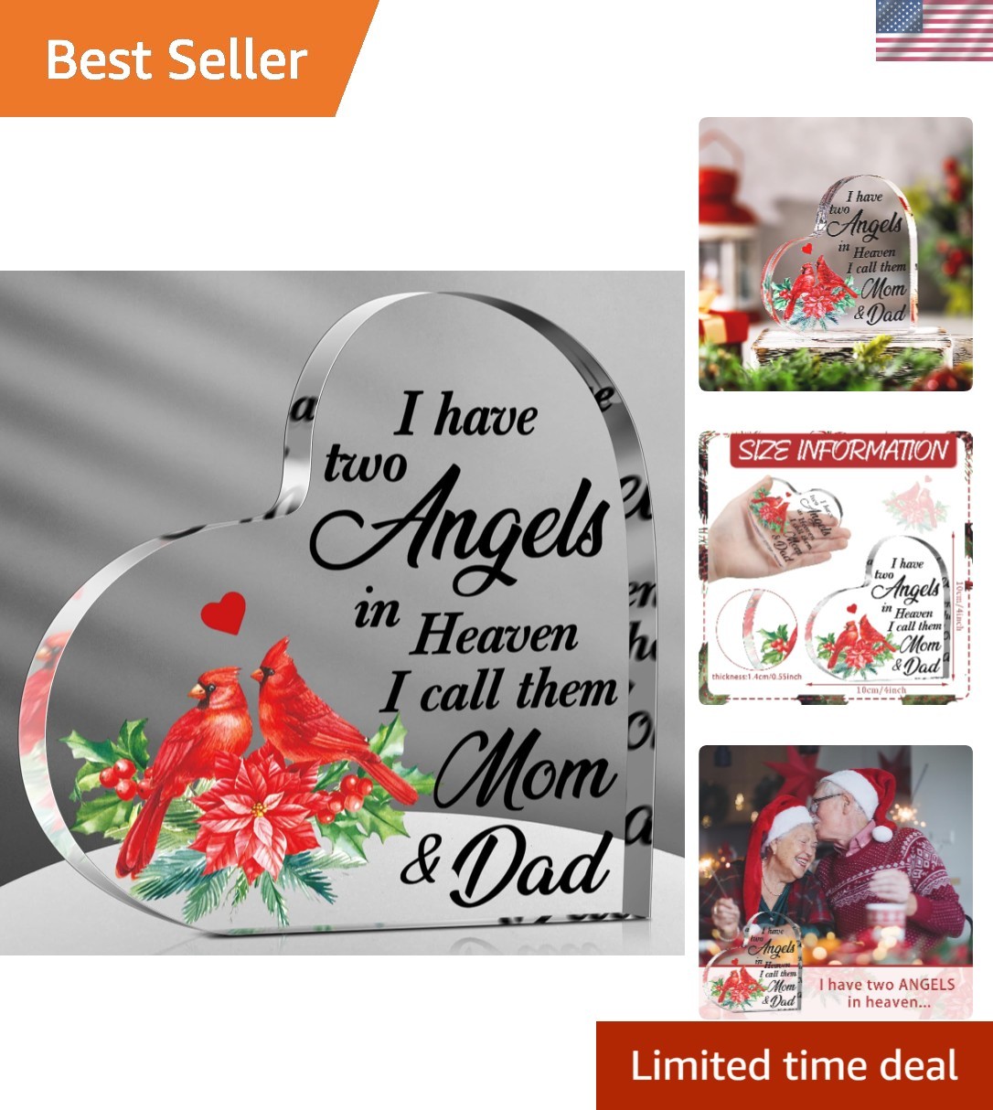 Elegant 4 Inch Acrylic Cardinal Tribute – Sympathy Gift for Loss of Loved Ones